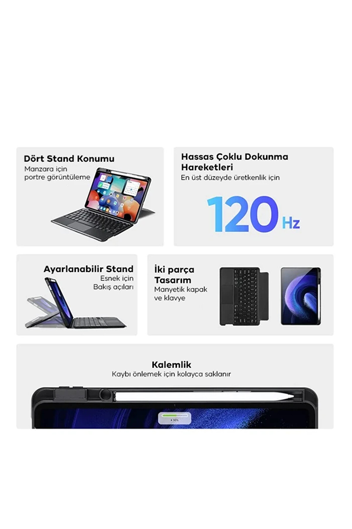 Dux Ducıs Samsung Galaxy Tab S9 + Ayrılabi̇li̇r Bluetooth Klavye Touchpad Pu Deri̇ - Dropx8112-7478