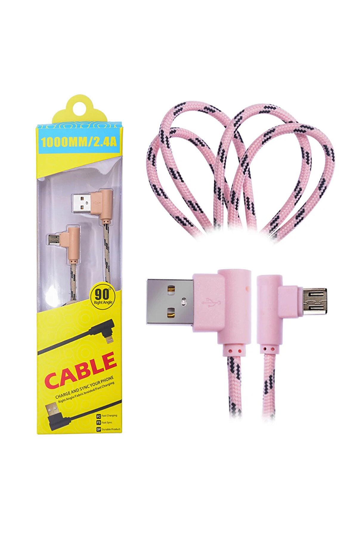 Ally Mi̇cro Usb Eği̇k Başlı Halat Usb Kablo 1Metre-(5775) - Gms9692-2188