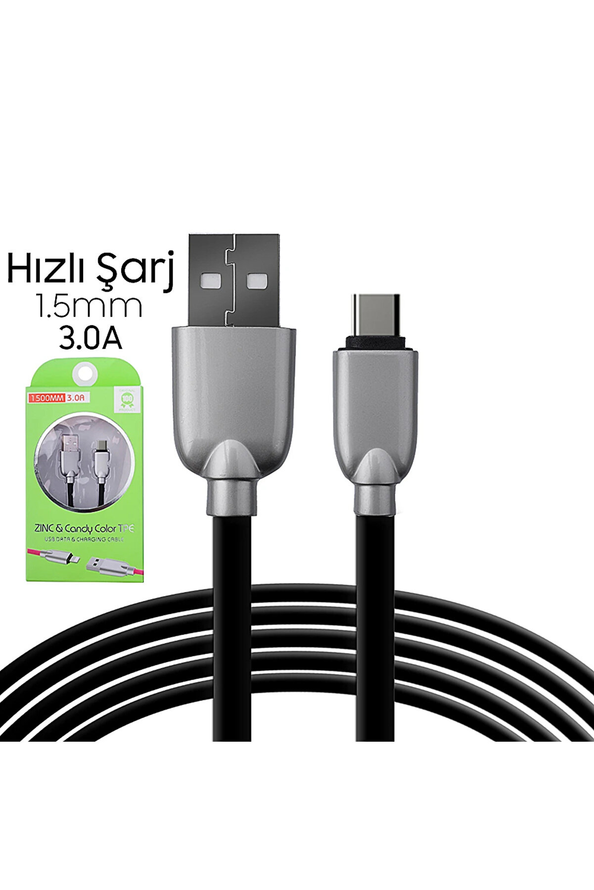 Ally Usb Type-C Zi̇nc Alloy Dayanıklı 3.0A 1.5Mm Usb Kablo-(5775) - Gms6535-9816
