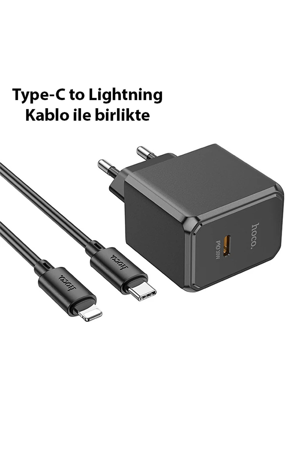 Hoco Cs15A 30W Type-C Şarj Aleti̇ + Type-C To İphone Li̇ghtni̇ng Kablo Seti̇-(1903) Uyumludropx9491-9179