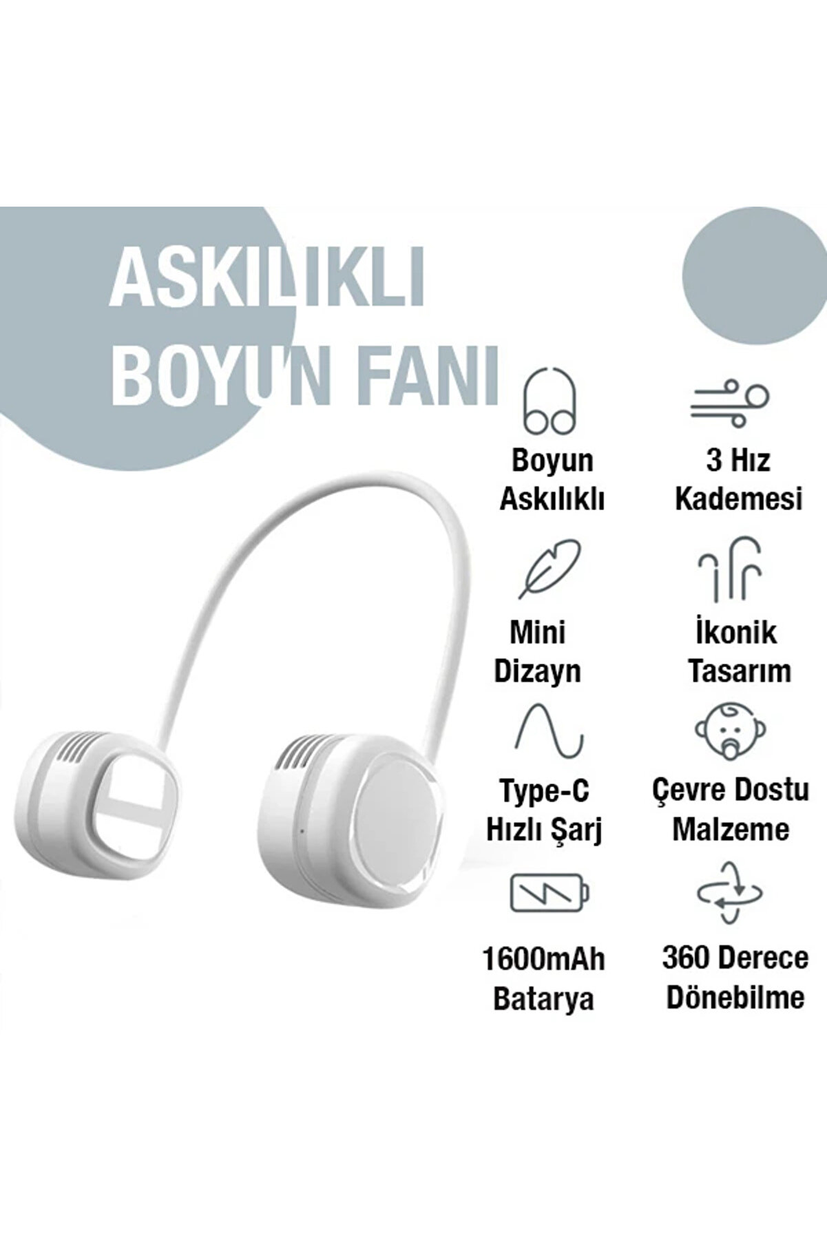 G02 Boyun Askılıklı Mi̇ni̇ Fan Taşınabi̇li̇r Şarjlı Soğutucu Boyun Fanı-(5775) - Gms3940-3296