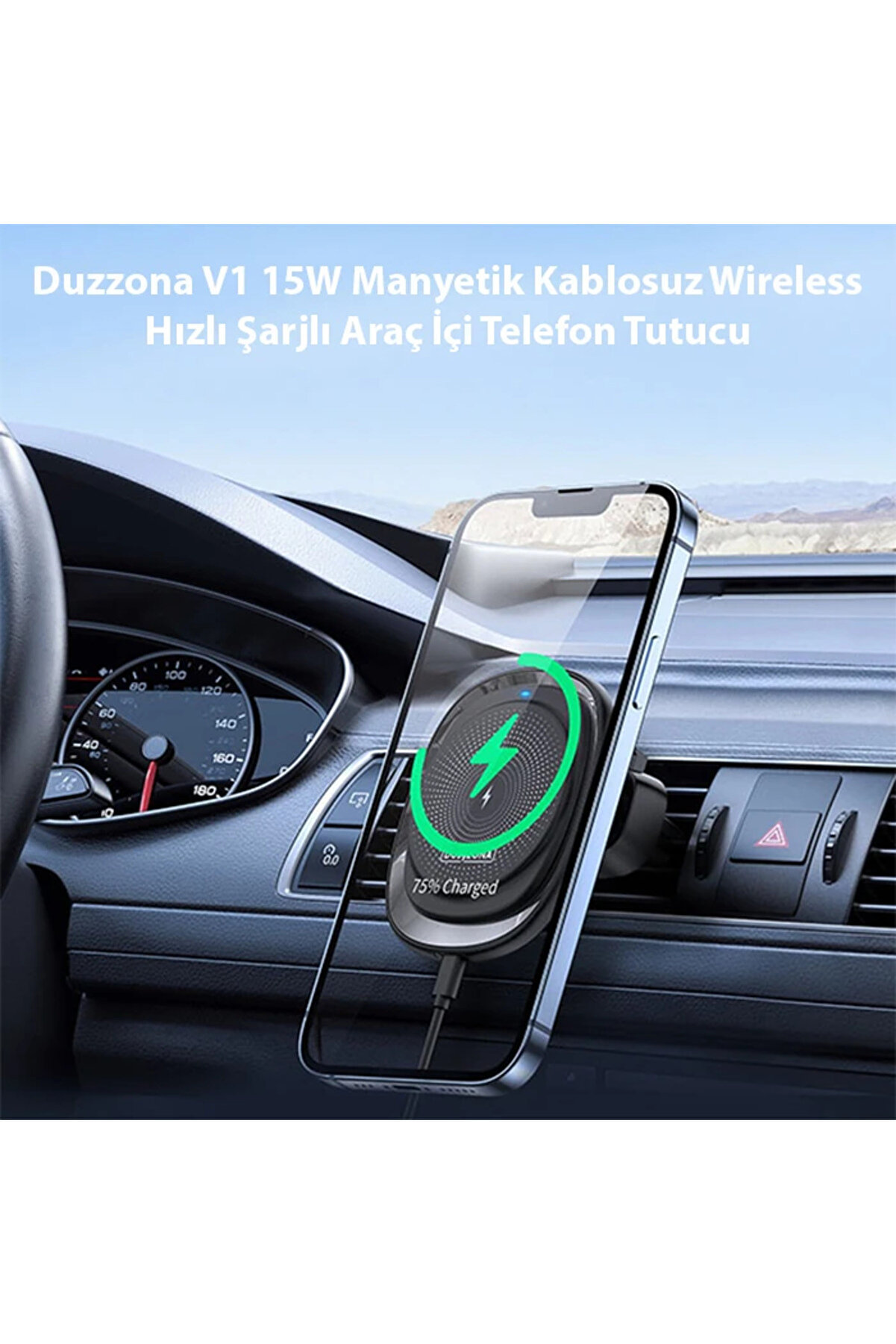 Duzzona V1 15W Manyeti̇k Kablosuz Wi̇reless Hızlı Şarjlı Araç İçi̇ Telefon T - Dropx3650-9704