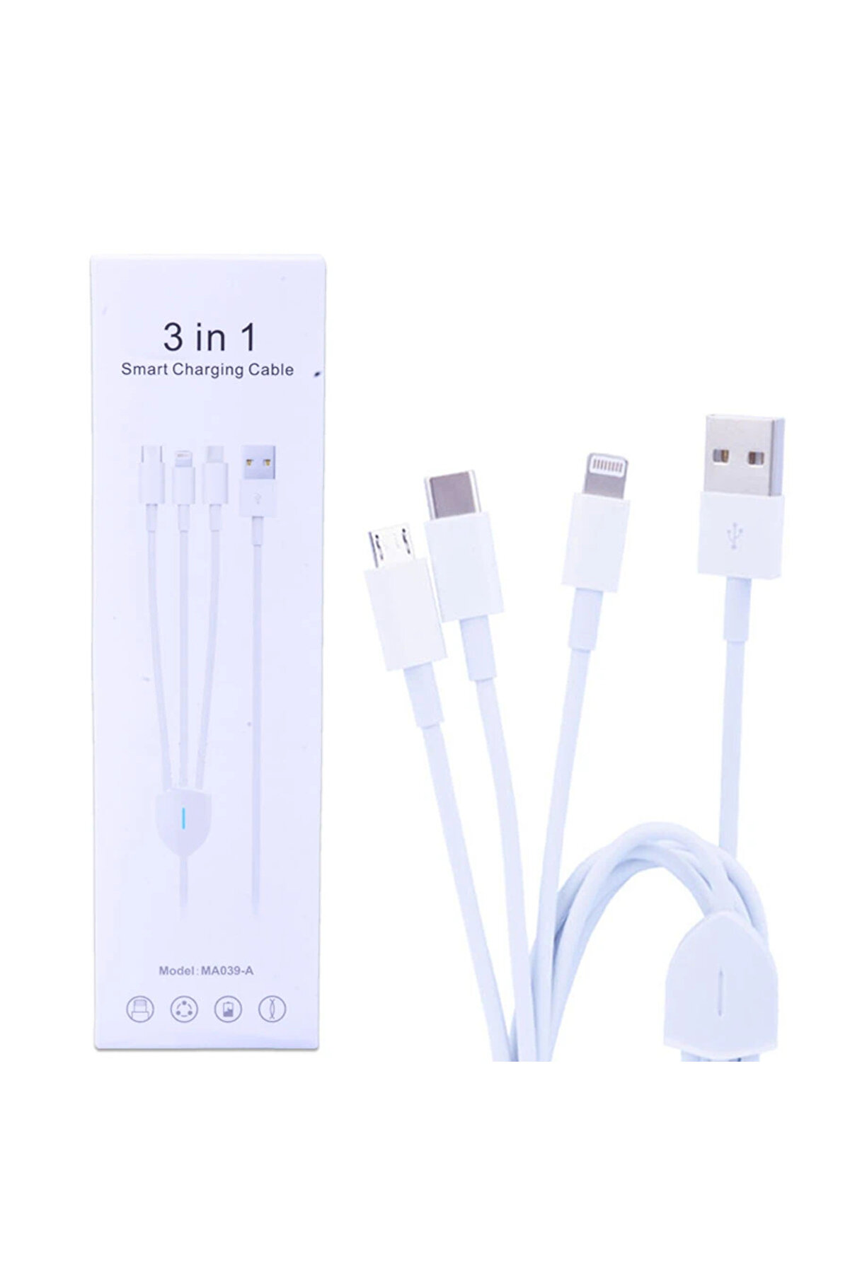 Ally Ma039-A Usb-Type-C Mi̇cro Usb & Li̇ghtni̇ng 3İn1 Usb Kablo-(5775) - Mln6630-1327