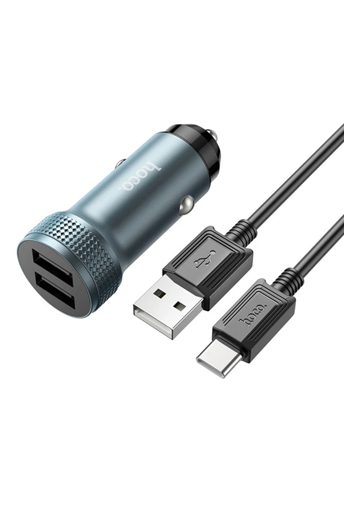 gizmurstore HOCO Z49 Çift USB Girişli Araç Şarj Başlık + USB To Type-C Kablo-(5775) - GMS9661-4223