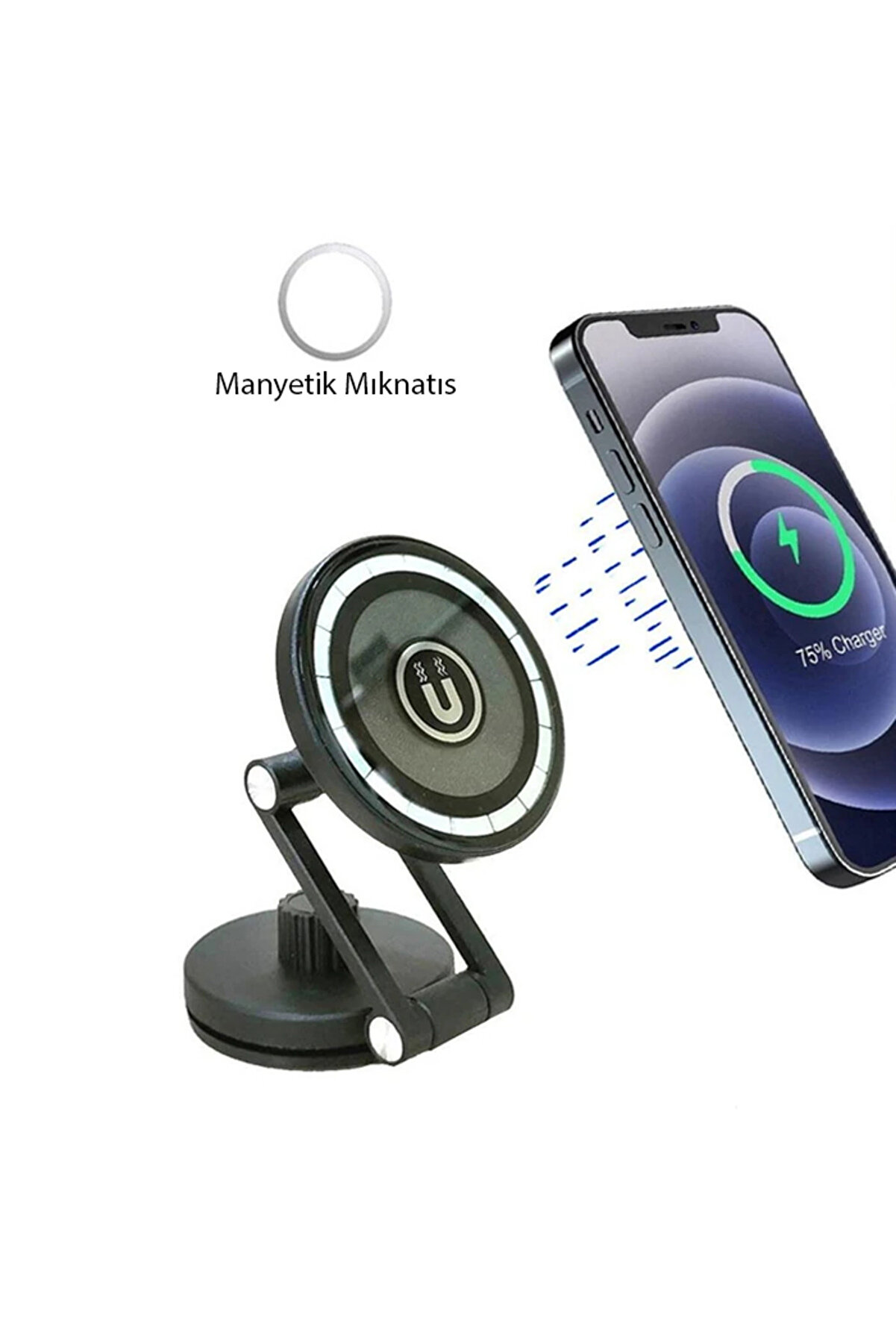 Le-07 Torpi̇do &Uuml;st&uuml; Ara&ccedil; İ&ccedil; Ve Masa &Uuml;st&uuml;i̇ Magsafe Telefon Tutucu-(190 - Dropx7391-5626