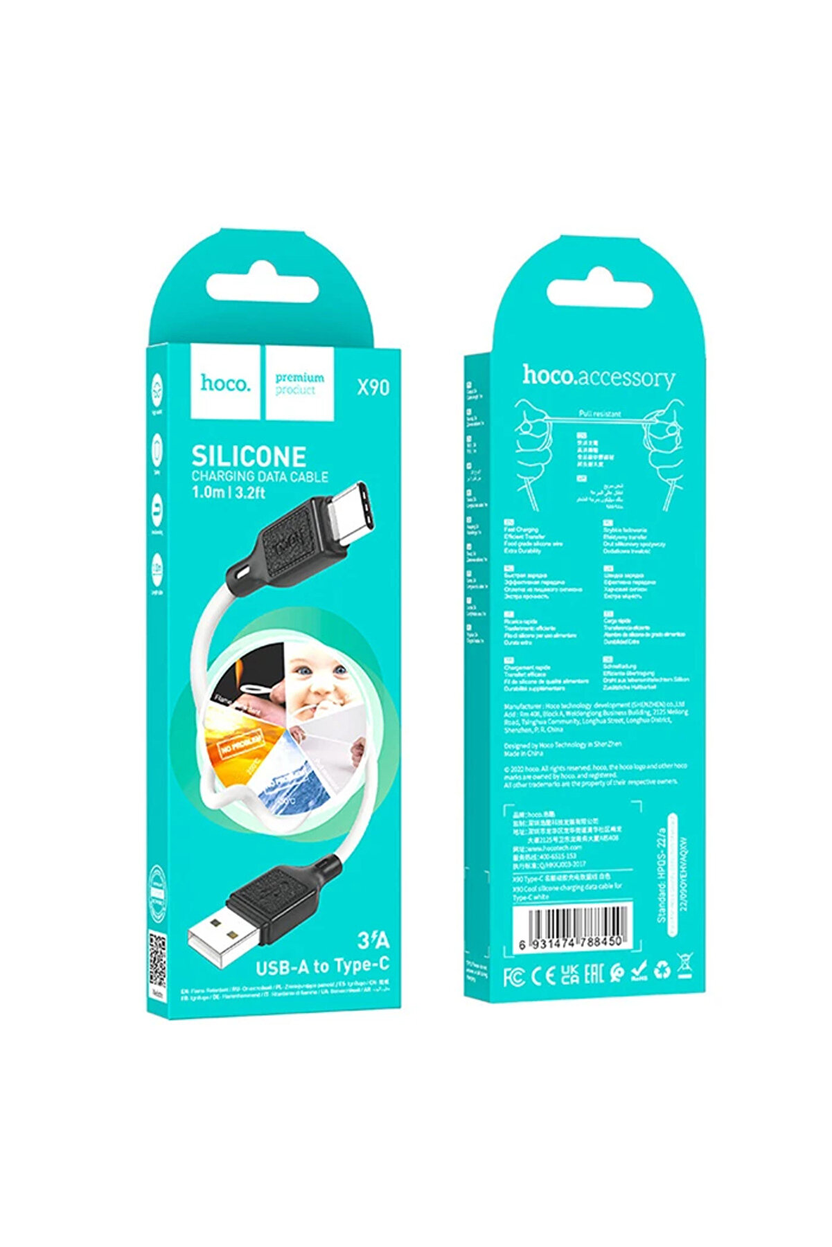 Hoco X90 Usb To Type-C 3A Si̇li̇kon Hızlı Şarj Ve Data Kablosu-(1903) - Dropx5919-4580