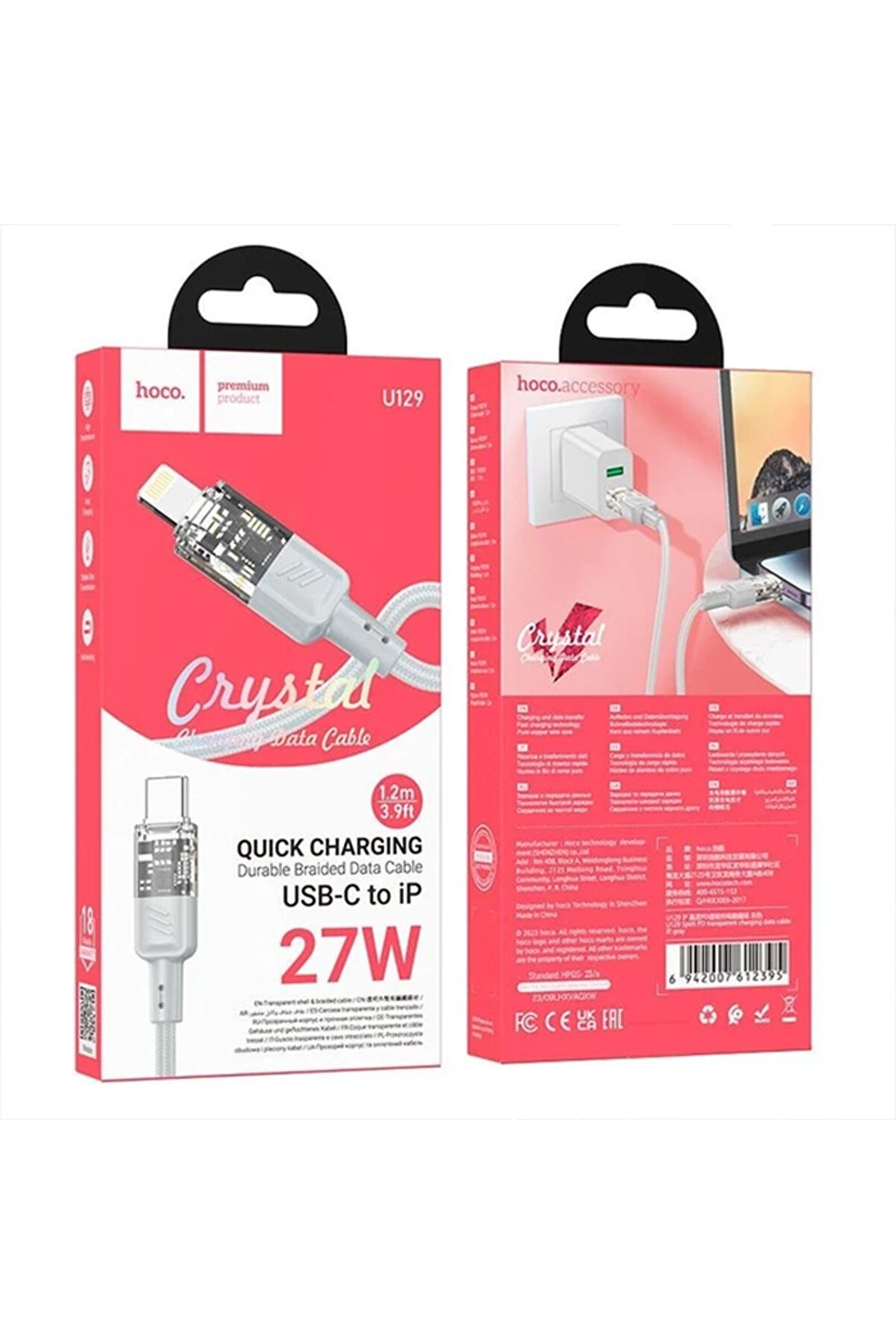 Hoco U129 Transparan Type-C To Li̇ghtni̇ng Data Ve Şarj Kablosu 1M-(1903) - Dropx6397-8728