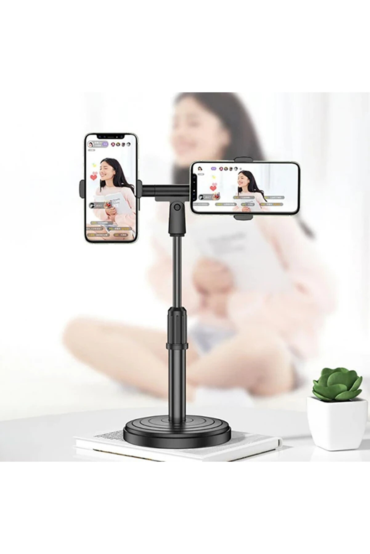 Ally Masaüstü Youtube Ti̇ktok Canlı Yayın Çi̇ft Telefon Tutucu Stand-(1903) - Dropx6038-9221