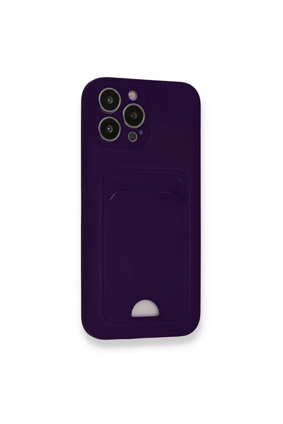 İphone 13 Pro Kılıf Kelvi̇n Kartvi̇zi̇tli̇ Si̇li̇kon - Deri̇n Mor