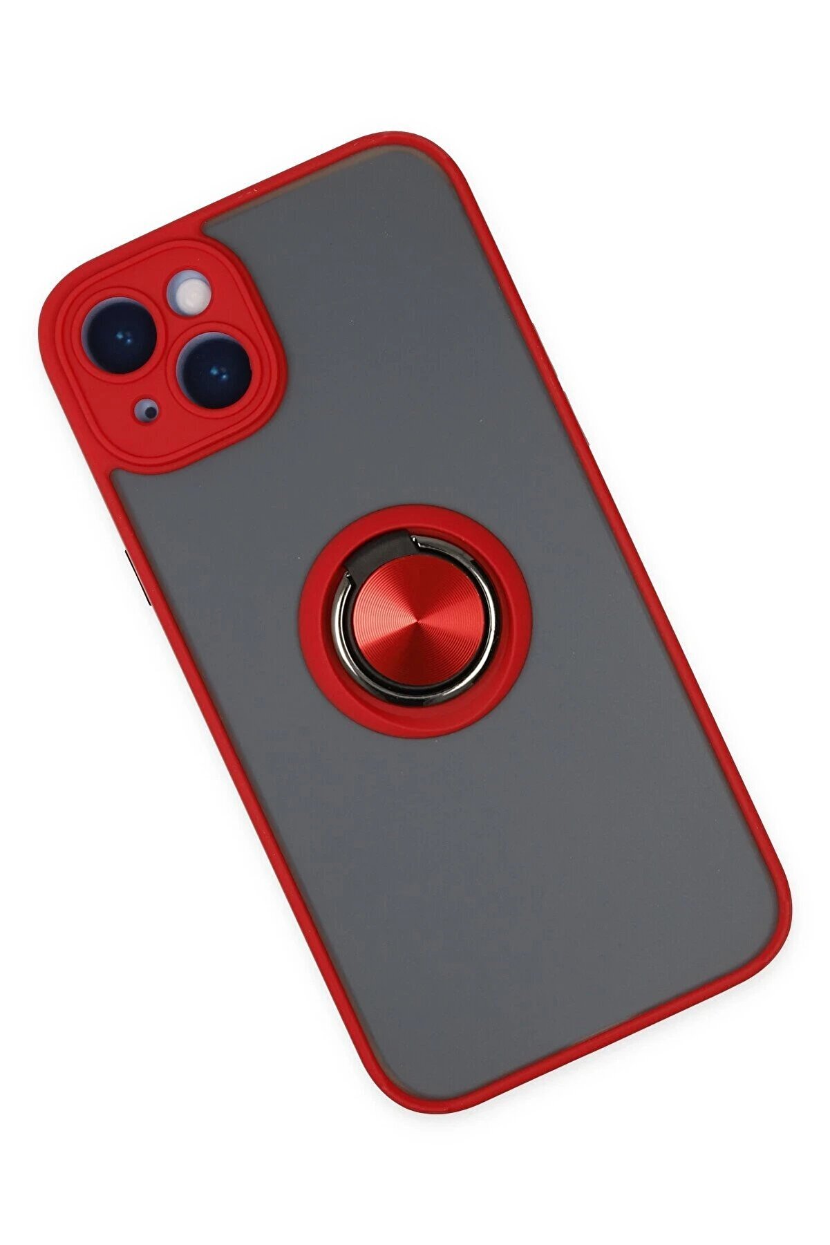 İphone 14 Kılıf Montreal Yüzüklü Si̇li̇kon Kapak - Kırmızı