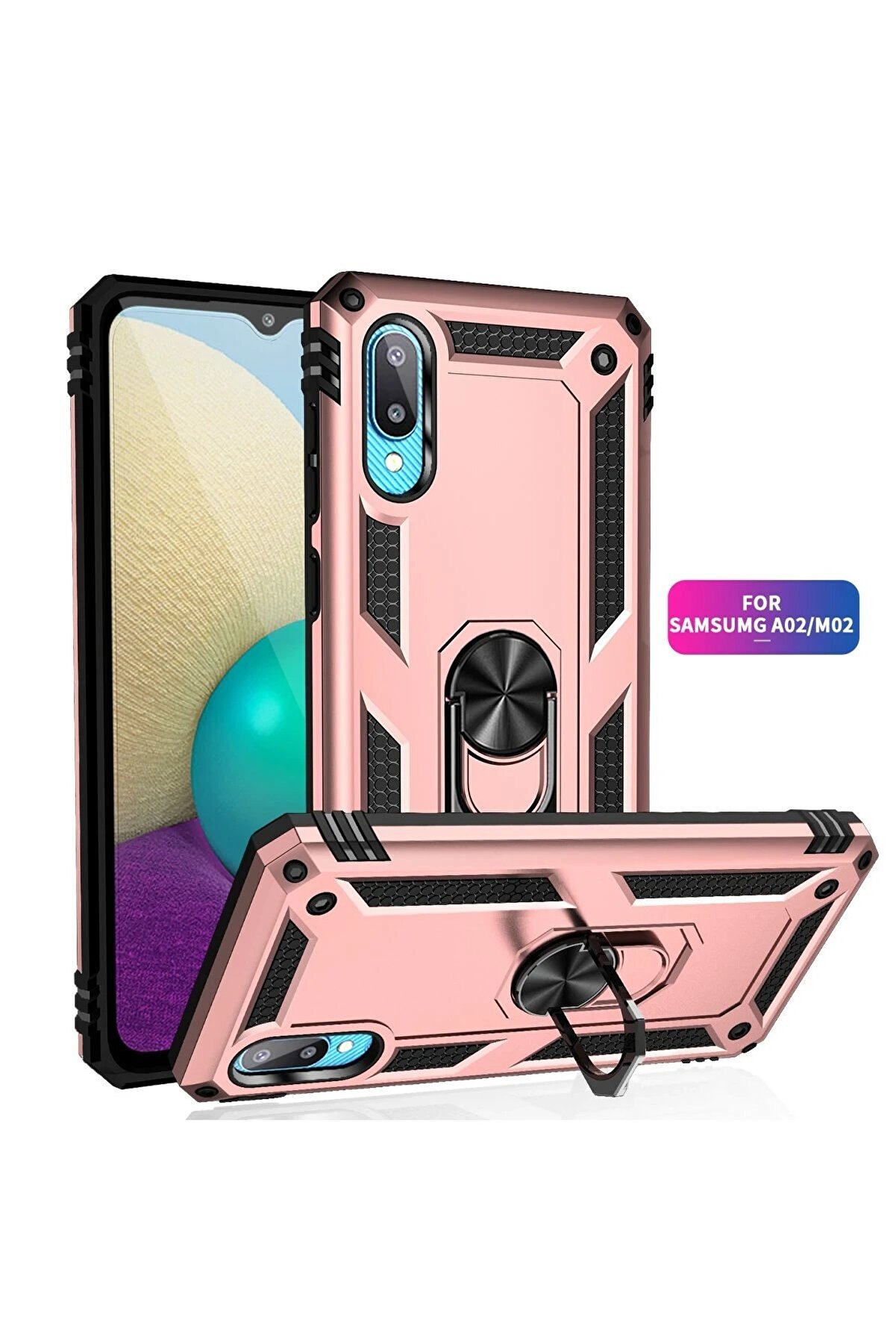 Samsung Galaxy A02 Kılıf Sofya Y&uuml;z&uuml;kl&uuml; Si̇li̇kon Kapak - Rose