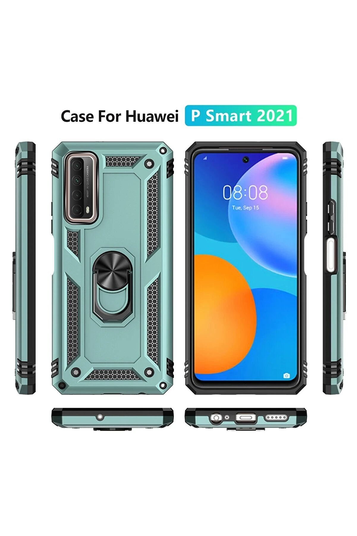 Huawei̇ P Smart 2021 Kılıf Sofya Y&uuml;z&uuml;kl&uuml; Si̇li̇kon Kapak - Yeşi̇l - Dropx5208-5940