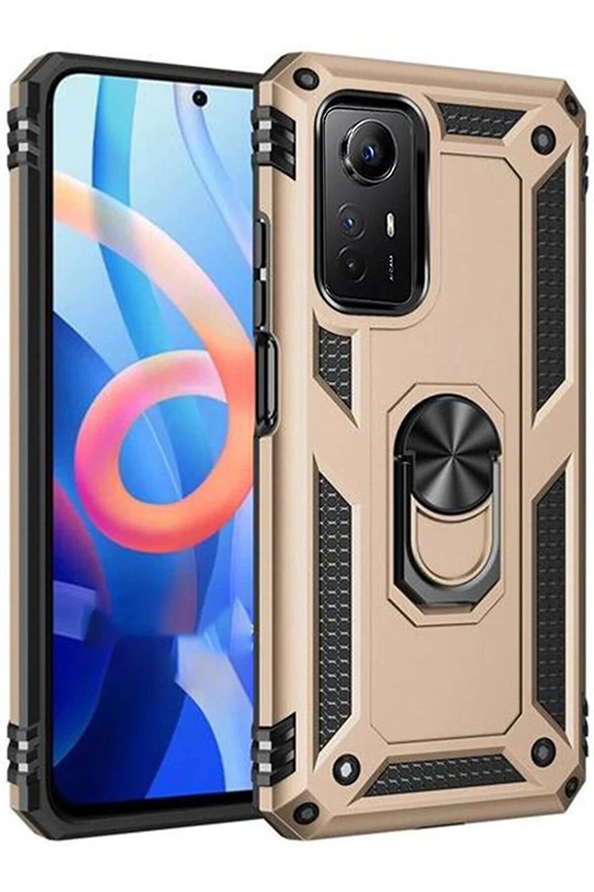 CepteToptan Xiaomi Redmi Note 12S Kılıf Sofya Yüzüklü Silikon Kapak - Gold - DROPX5097-3148