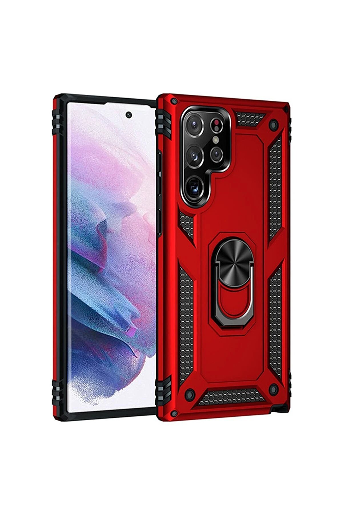 CepteToptan Samsung Galaxy S21 Ultra Kılıf Sofya Y&uuml;z&uuml;kl&uuml; Silikon Kapak - Kırmızı - DROPX7265-9453