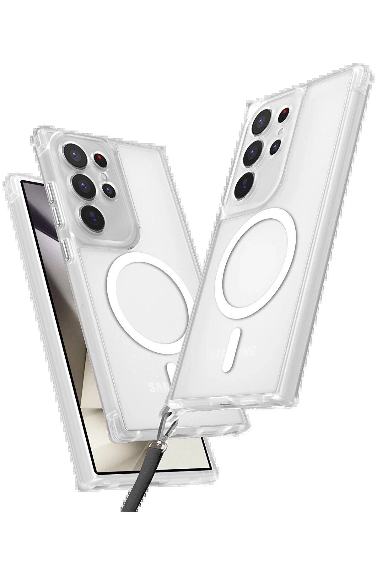 CepteToptan Samsung Galaxy S25 Ultra Kılıf Enka Magsafe Silikon Kılıf - Şeffaf - DROPX8644-5434