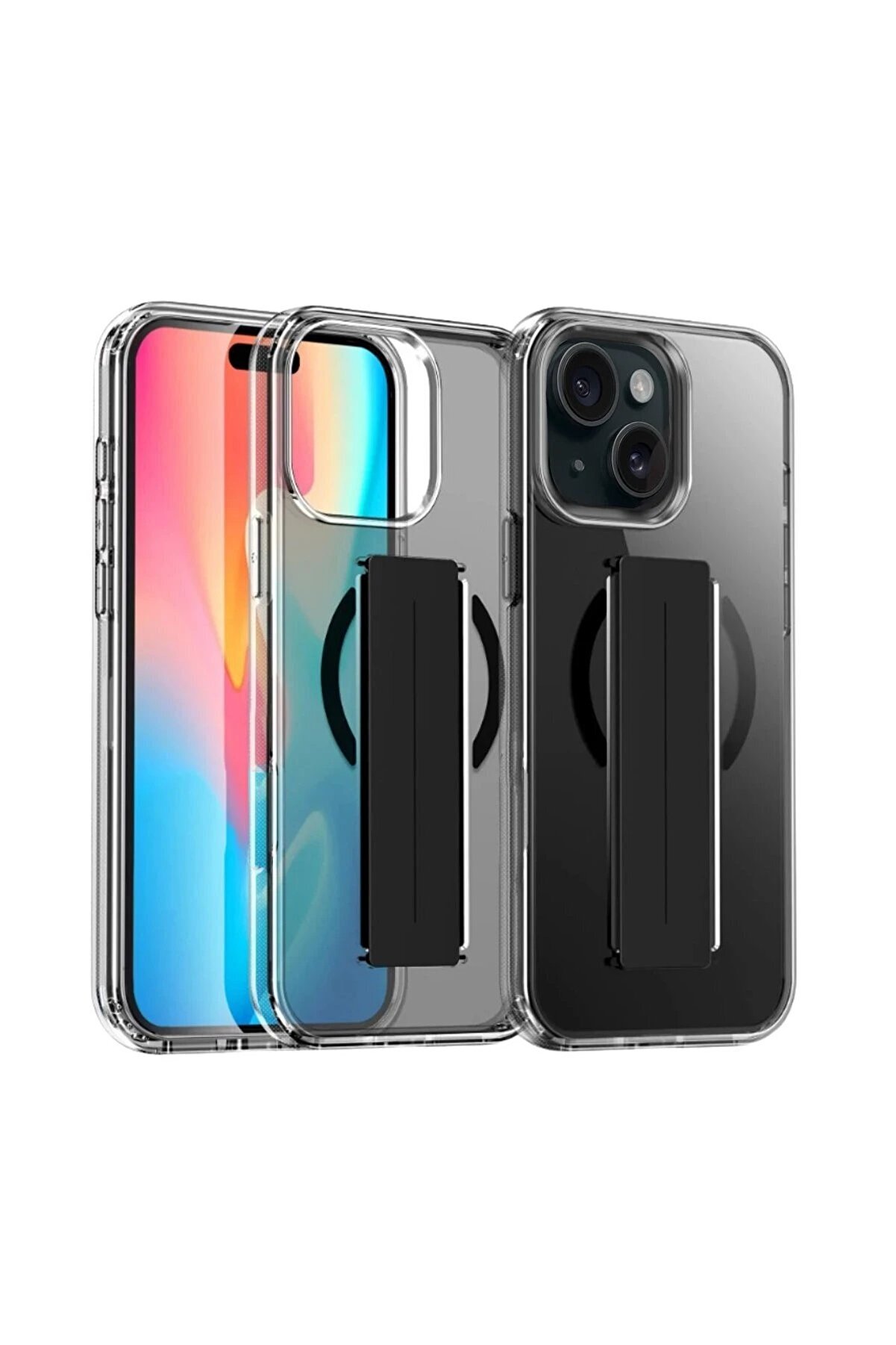 CepteToptan iPhone 15 Kılıf Alfa Magsafe Standlı Kapak - Siyah - DROPX2435-6435