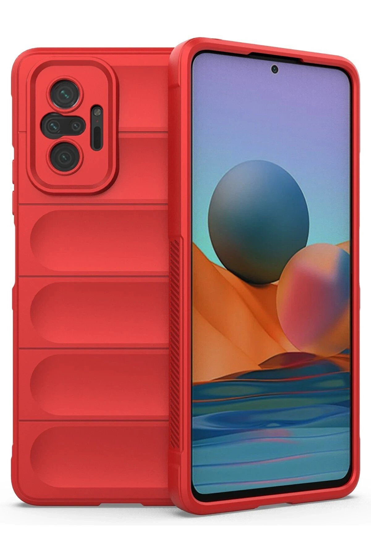 CepteToptan Xiaomi Redmi Note 10 Pro Kılıf Optimum Silikon - Kırmızı - DROPX8262-8136