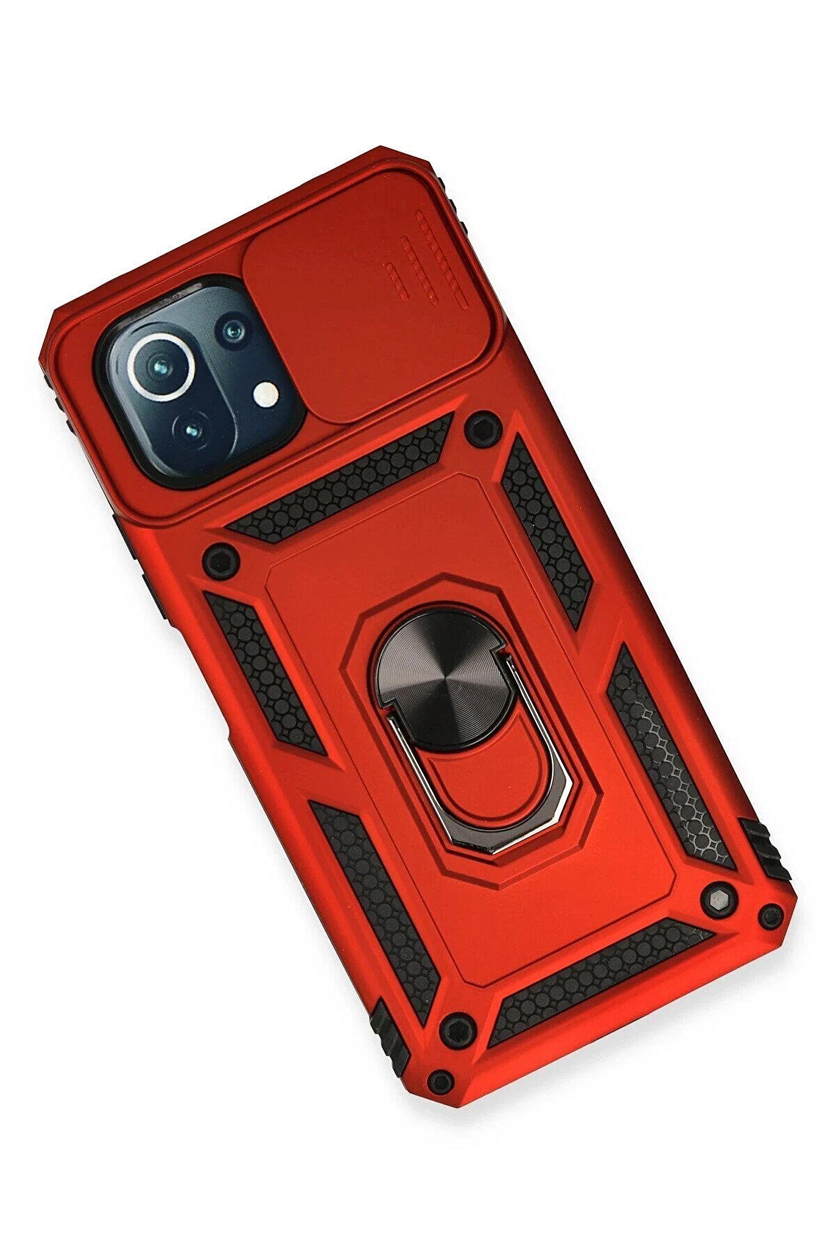 Xi̇aomi̇ Mi̇ 11 Li̇te Kılıf Pars Lens Yüzüklü Si̇li̇kon - Kırmızı - Dropx5884-6618