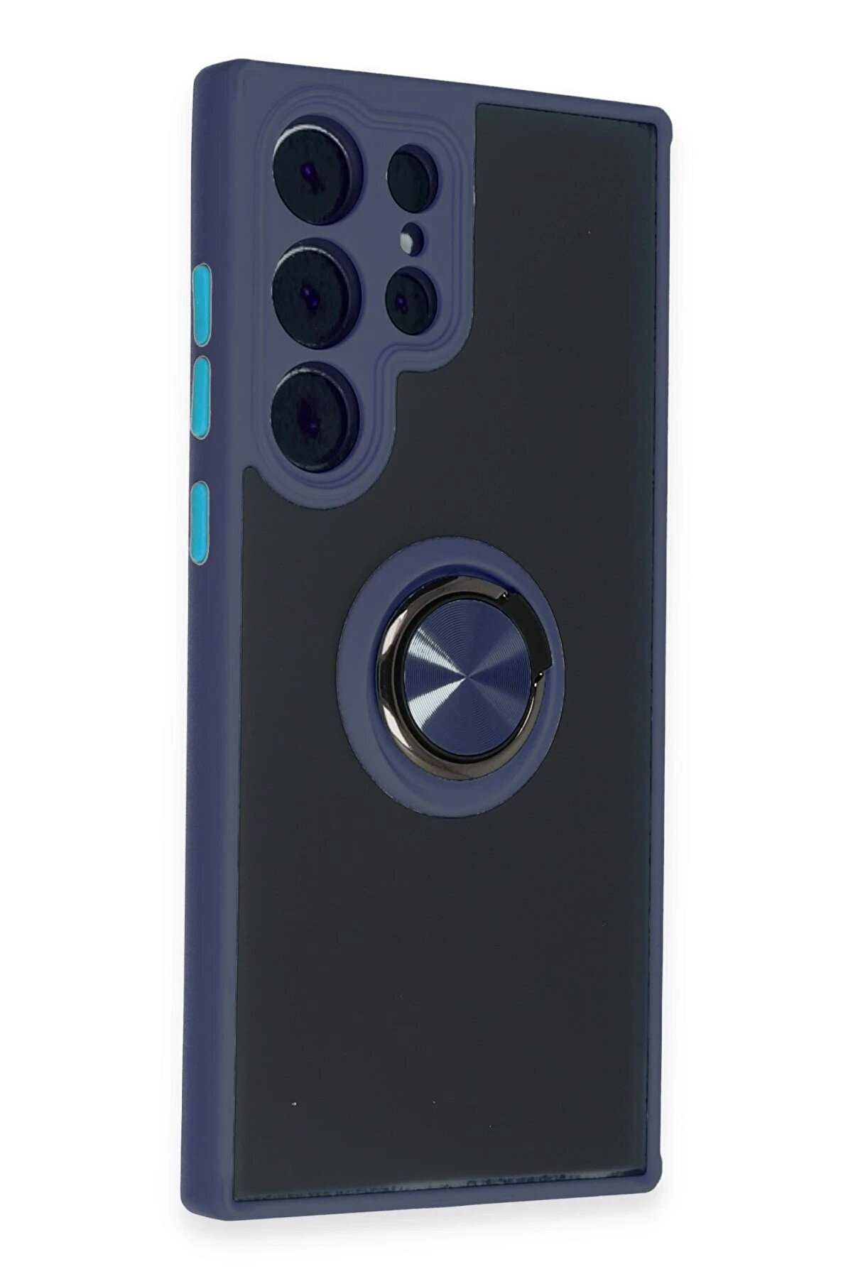 Samsung Galaxy S23 Ultra Kılıf Montreal Yüzüklü Si̇li̇kon Kapak - Laci̇vert - Dropx3356-4324