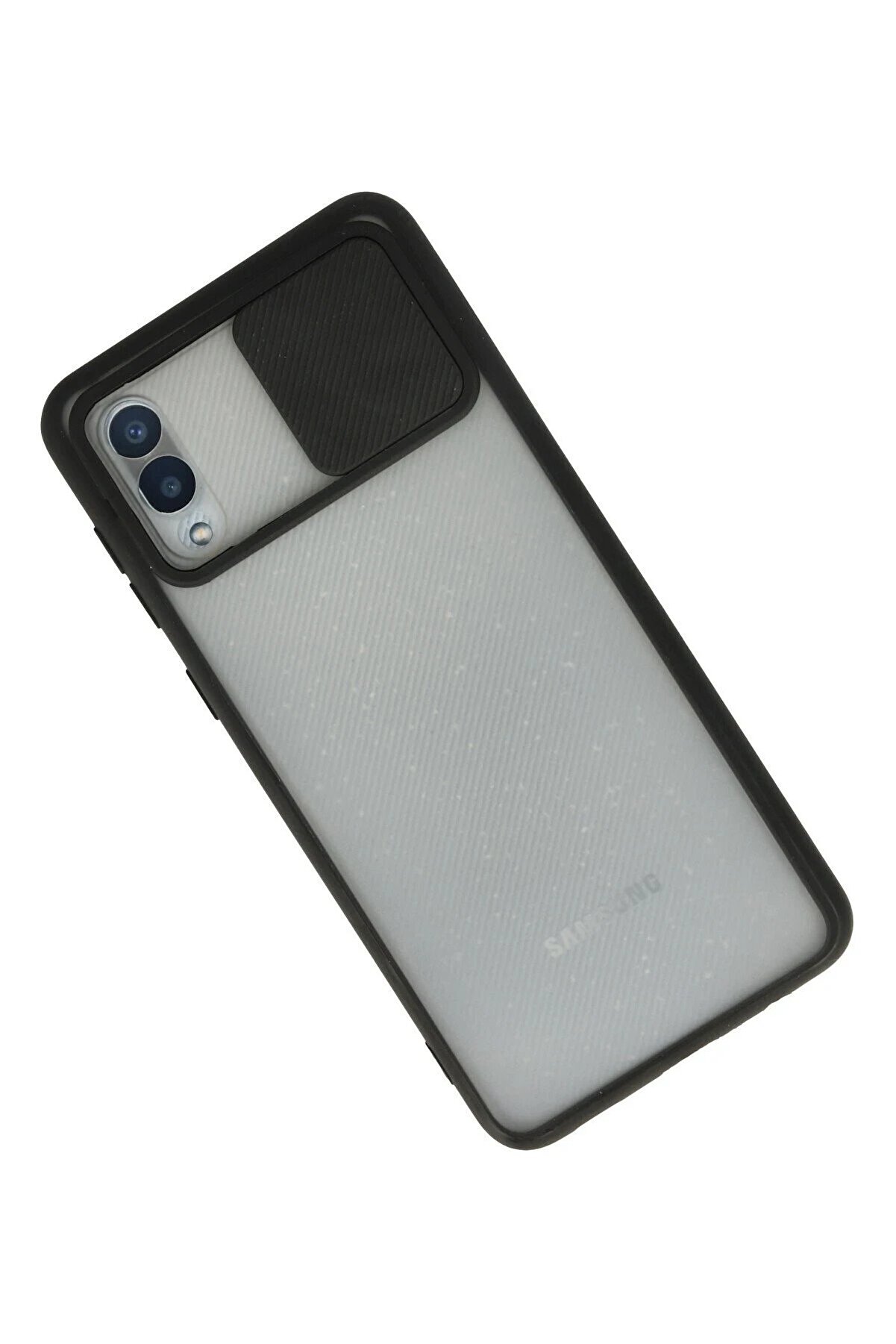 Samsung Galaxy A02 Kılıf Palm Buzlu Kamera Sürgülü Si̇li̇kon - Si̇yah - Dropx4713-8313