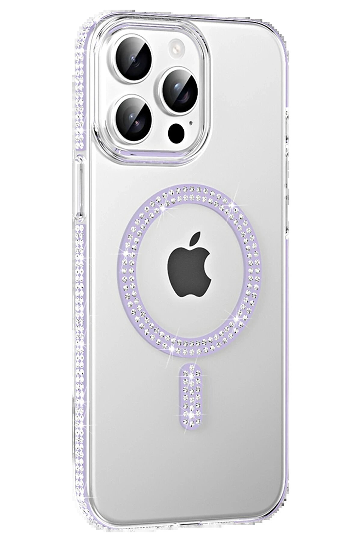 CepteToptan Apple iPhone 14 Pro Max Move Taşlı Magsafe Kapak - Lila - DROPX6566-5563