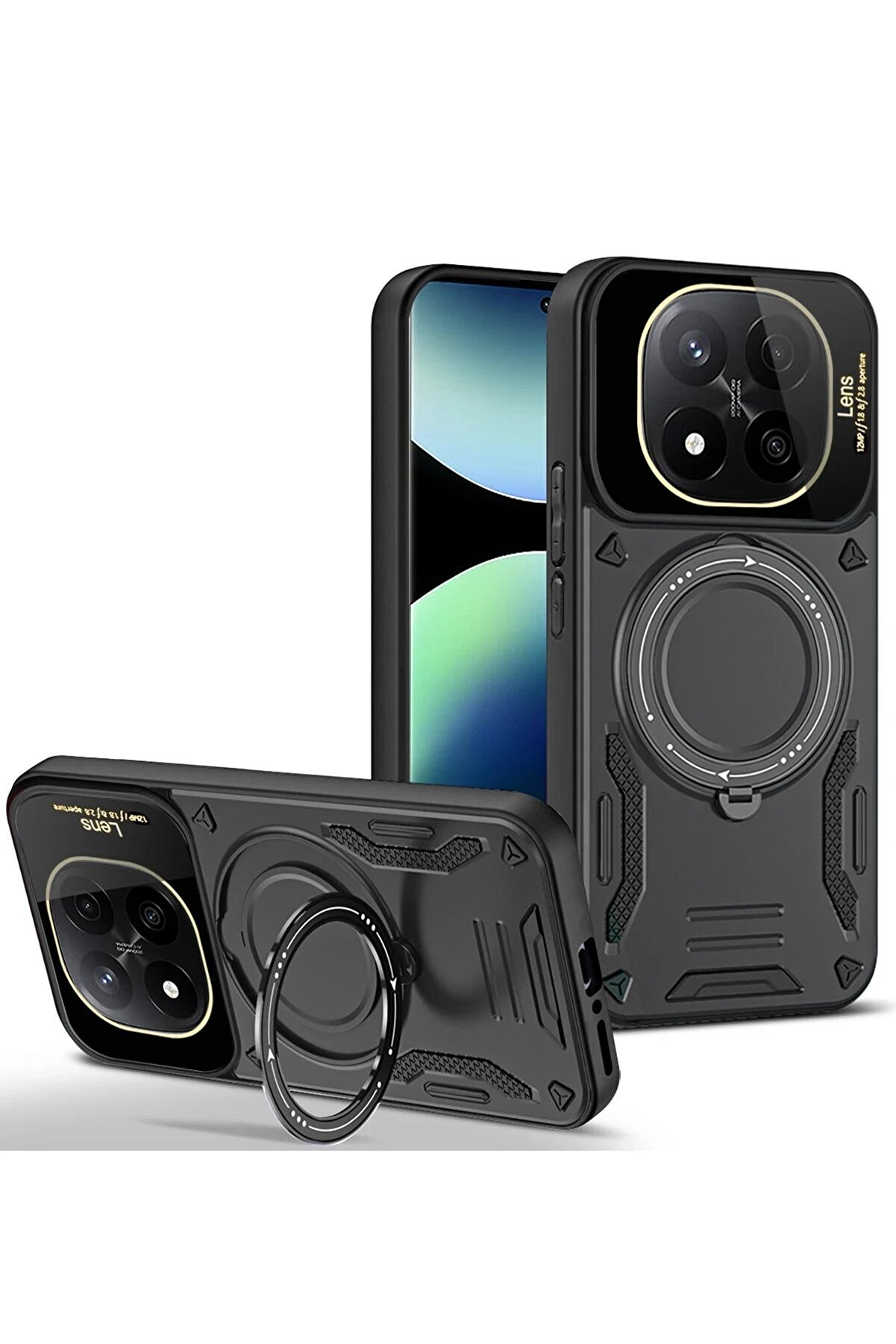 CepteToptan Xiaomi Redmi Note 14 Pro Plus Kılıf Joy Lens Standlı Kapak - Siyah - DROPX5998-4230