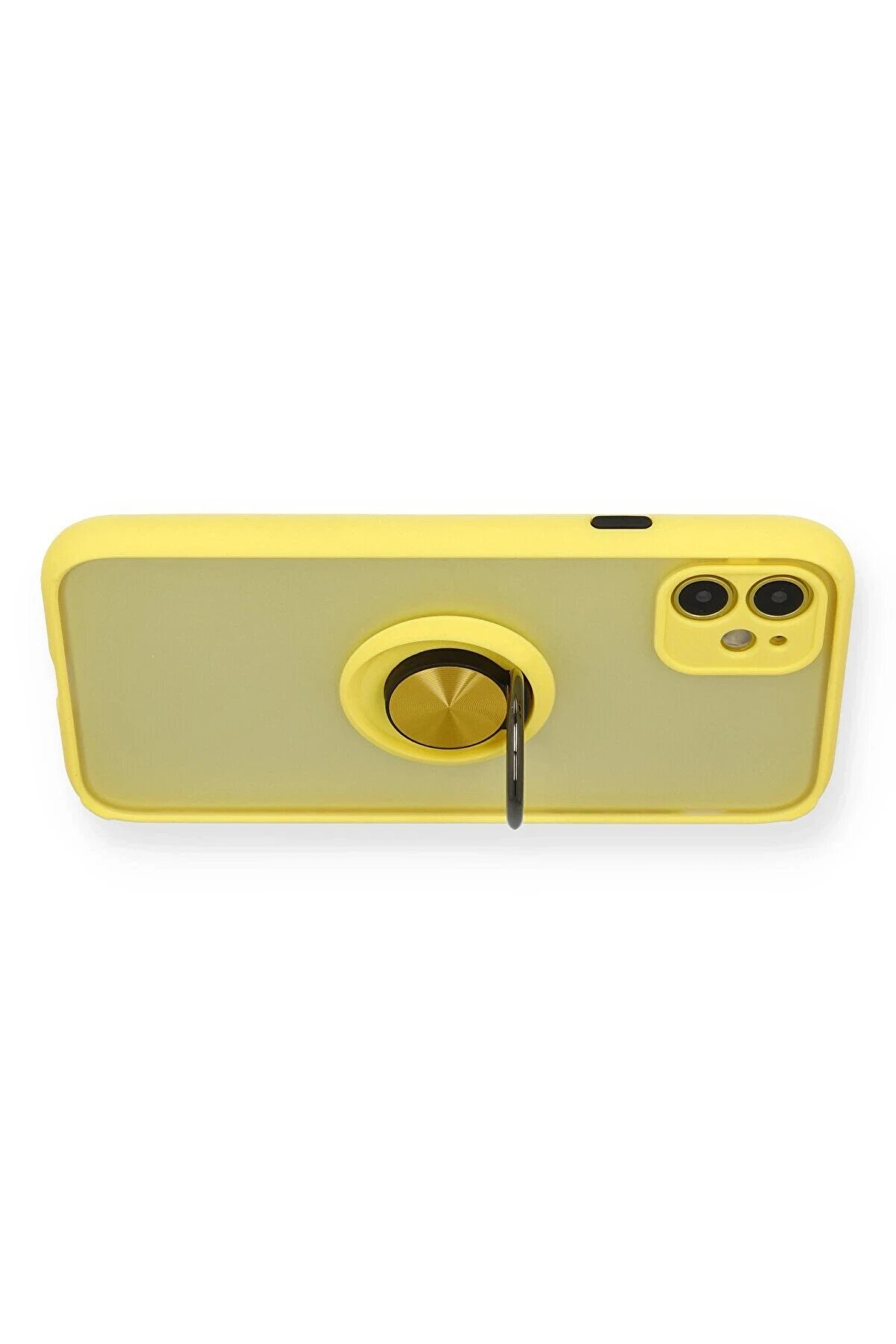 İphone 11 Kılıf Montreal Yüzüklü Si̇li̇kon Kapak - Sarı - Dropx5097-4328