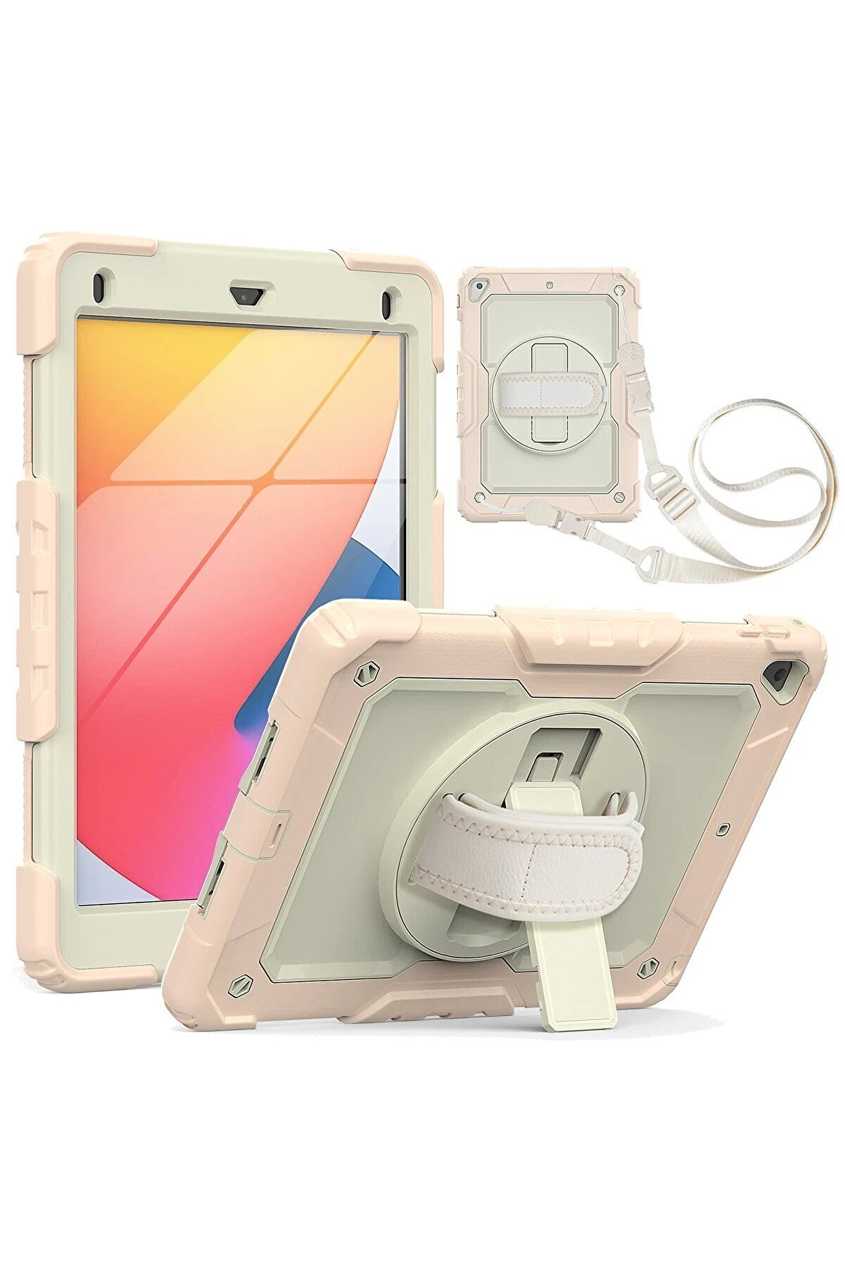 CepteToptan iPad 5 Air 9.7 Kılıf Strap New Tablet Kapak - Pembe - DROPX7486-5965