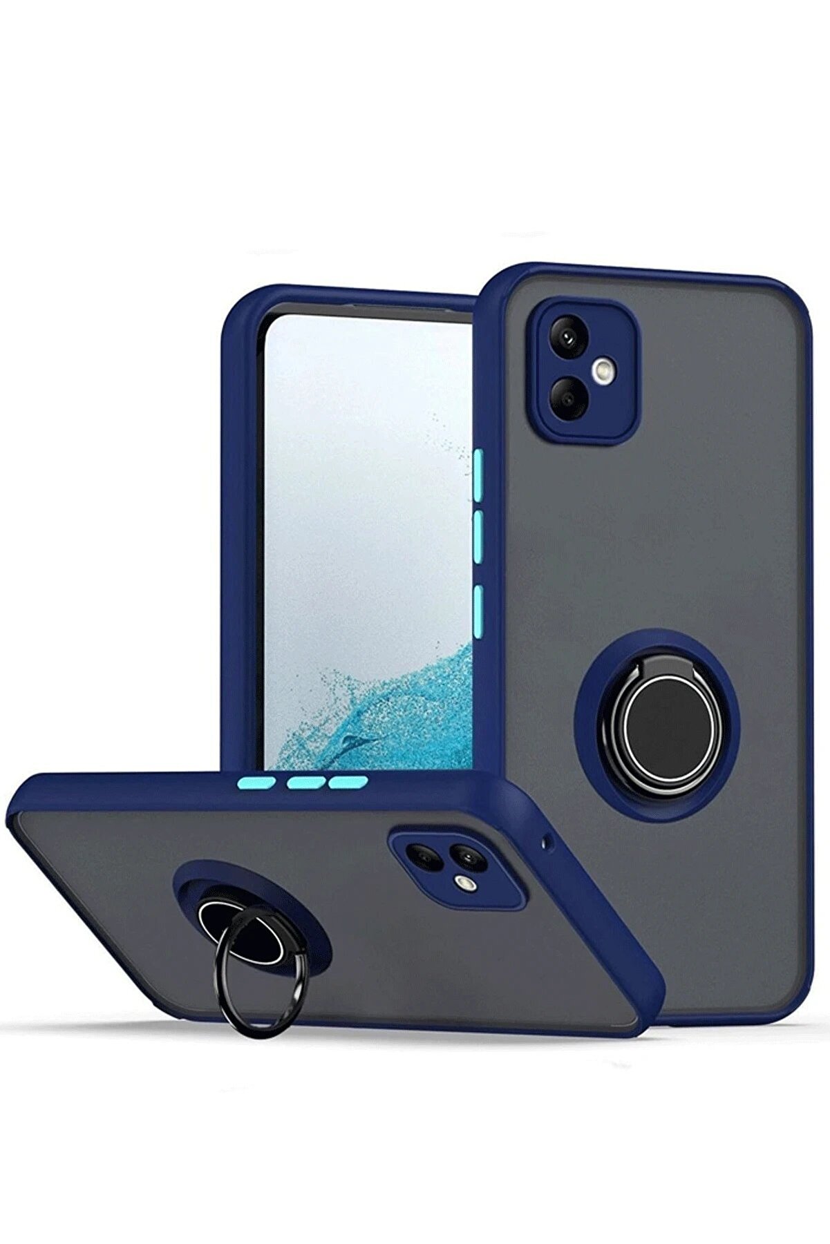 CepteToptan Samsung Galaxy A06 Kılıf Montreal Yüzüklü Silikon Kapak - Lacivert - DROPX5504-3364
