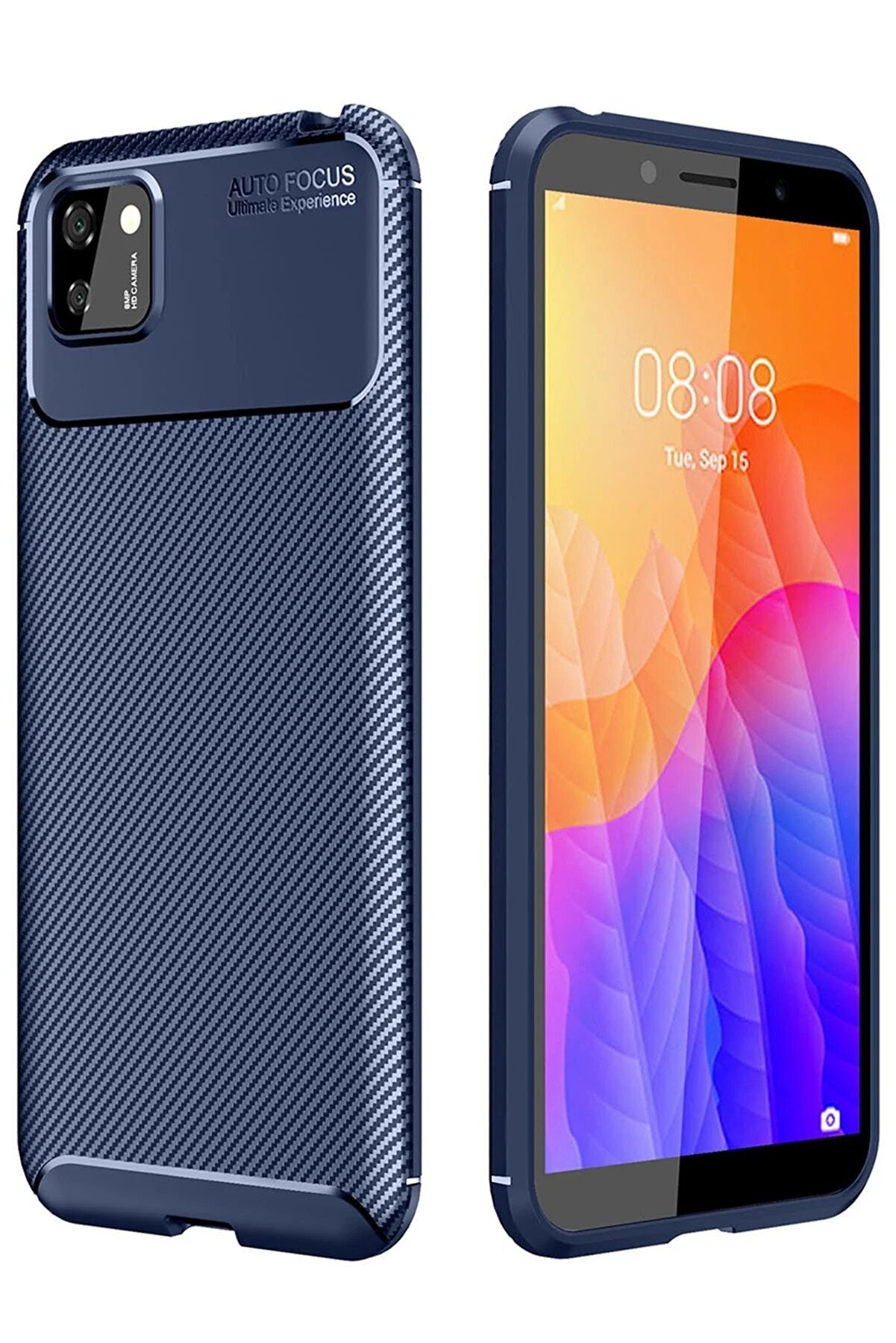 CepteToptan Huawei Y5P Kılıf Auto Focus Karbon Kapak - Lacivert - DROPX2445-6311