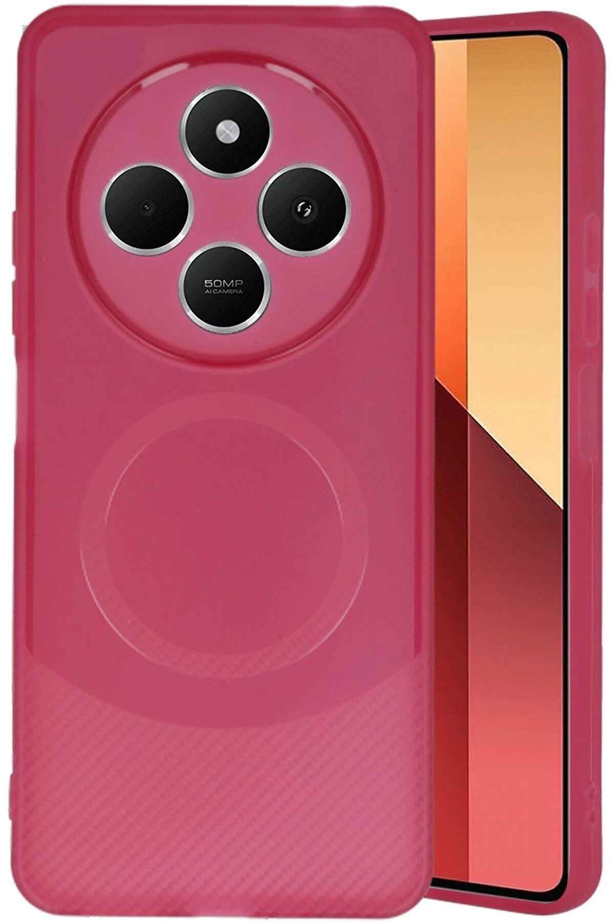 CepteToptan Xiaomi Redmi 14C Kılıf Maya Karbon Kapak - Bordo - DROPX5085-3660