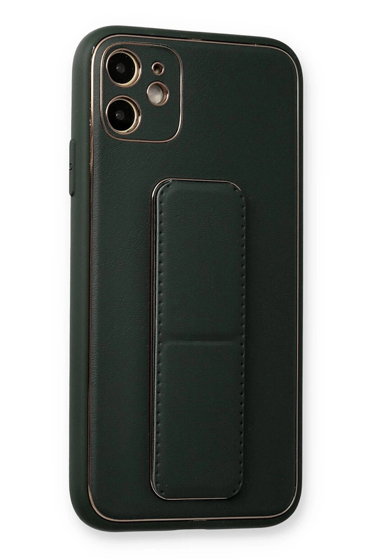 İphone 12 Kılıf Coco Deri̇ Standlı Kapak - Füme - Dropx8031-1492