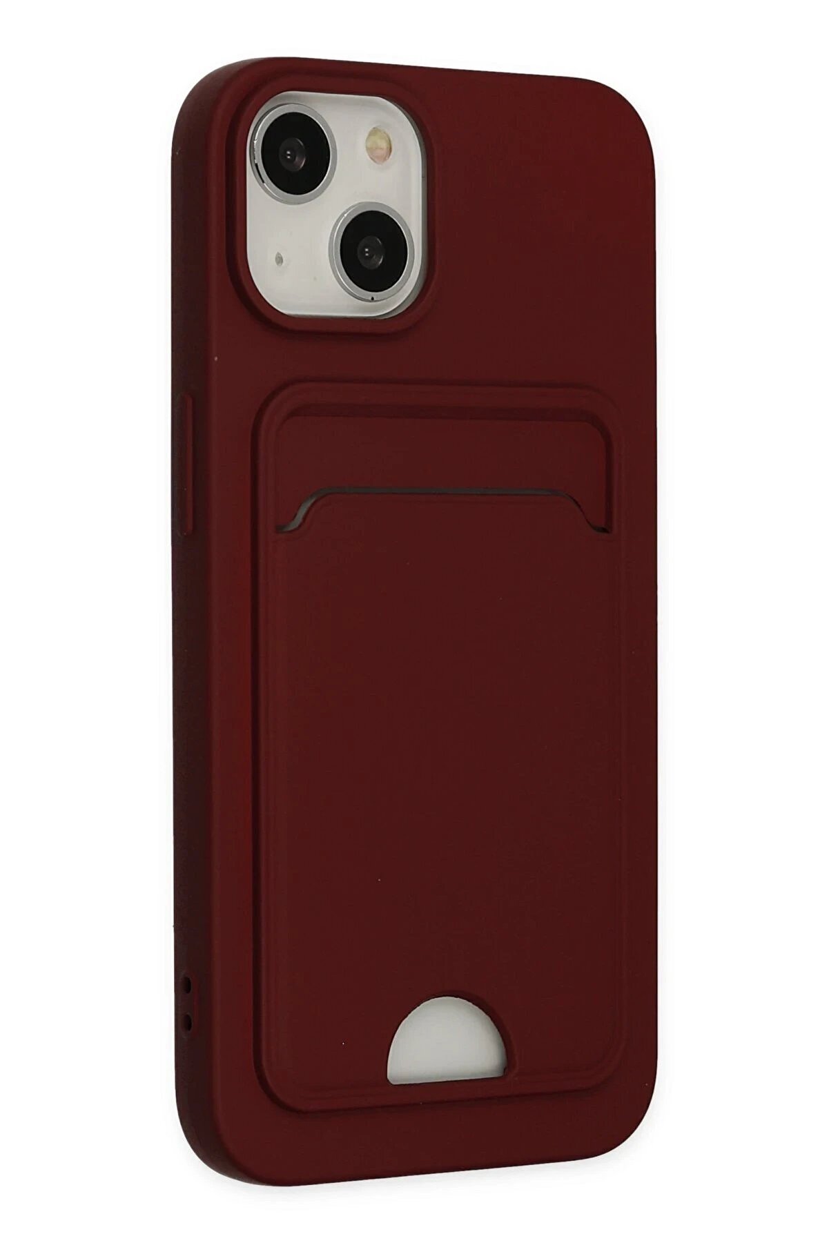 İphone 14 Plus Kılıf Kelvi̇n Kartvi̇zi̇tli̇ Si̇li̇kon - Bordo - Dropx3166-6226