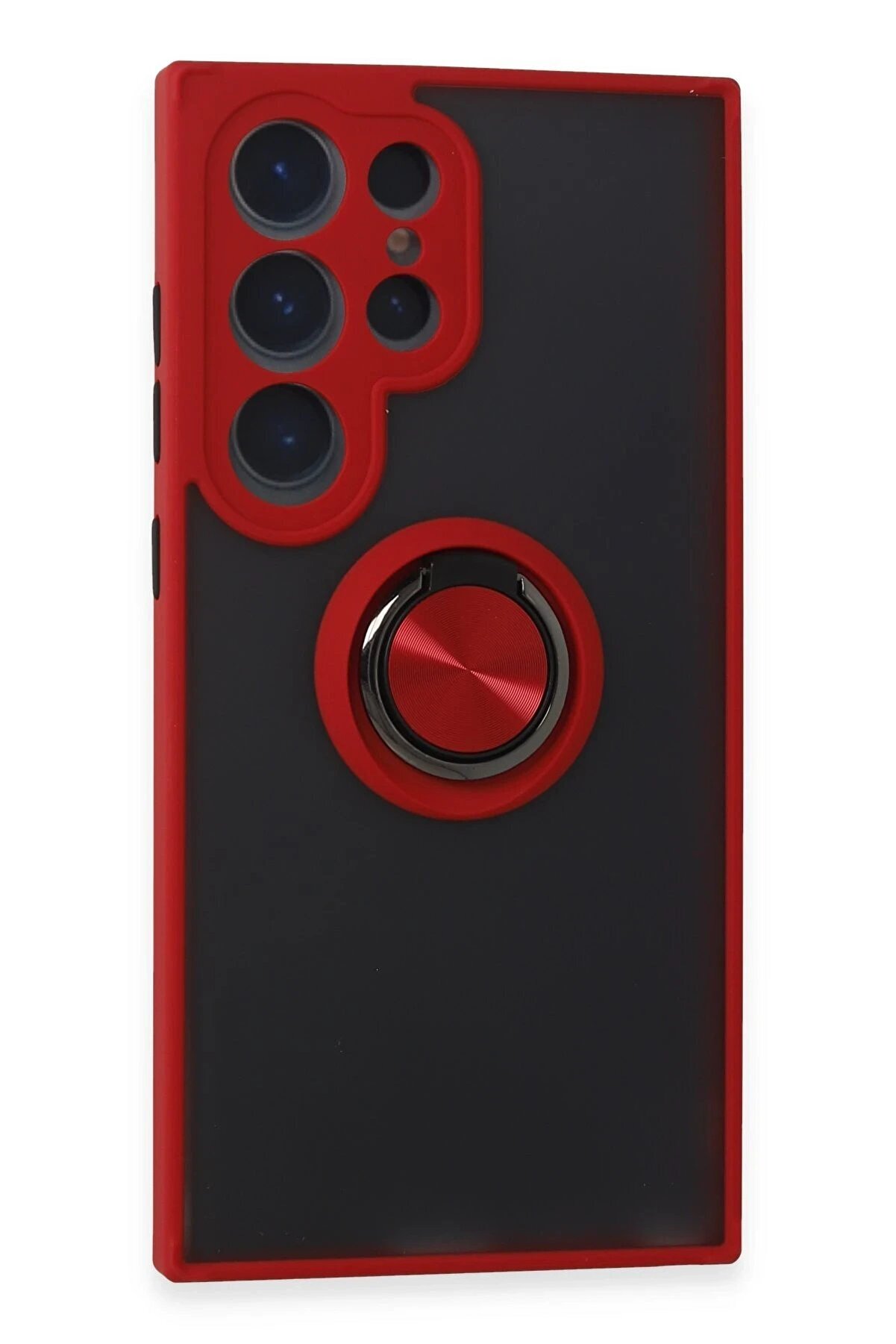 CepteToptan Samsung Galaxy S24 Ultra Kılıf Montreal Yüzüklü Silikon Kapak - Kırmızı - DROPX7649-7593