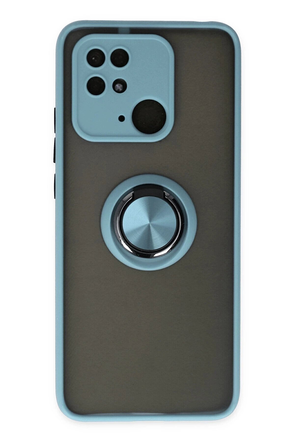 CepteToptan Xiaomi Redmi 10C Kılıf Montreal Yüzüklü Silikon Kapak - Buz Mavi - DROPX3779-3013