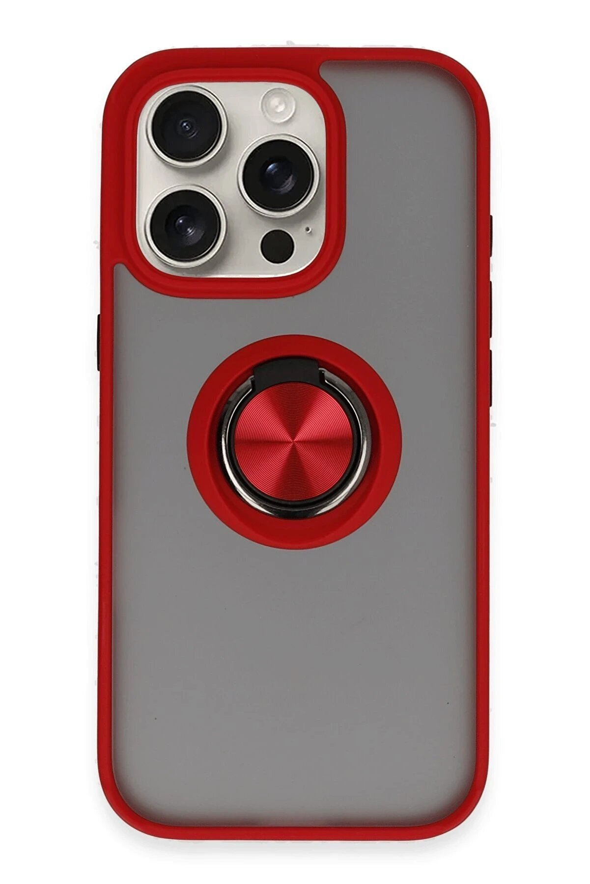 CepteToptan iPhone 16 Pro Max Kılıf Montreal Yüzüklü Silikon Kapak - Kırmızı - DROPX1250-1314