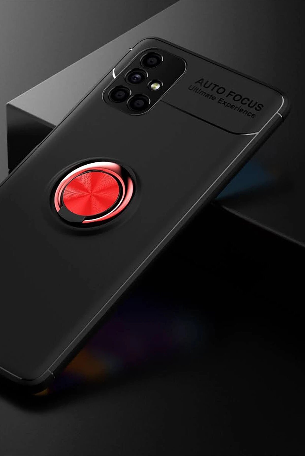 Samsung Galaxy M51 Kılıf Range Yüzüklü Si̇li̇kon - Si̇yah-Kırmızı - Dropx3153-7198