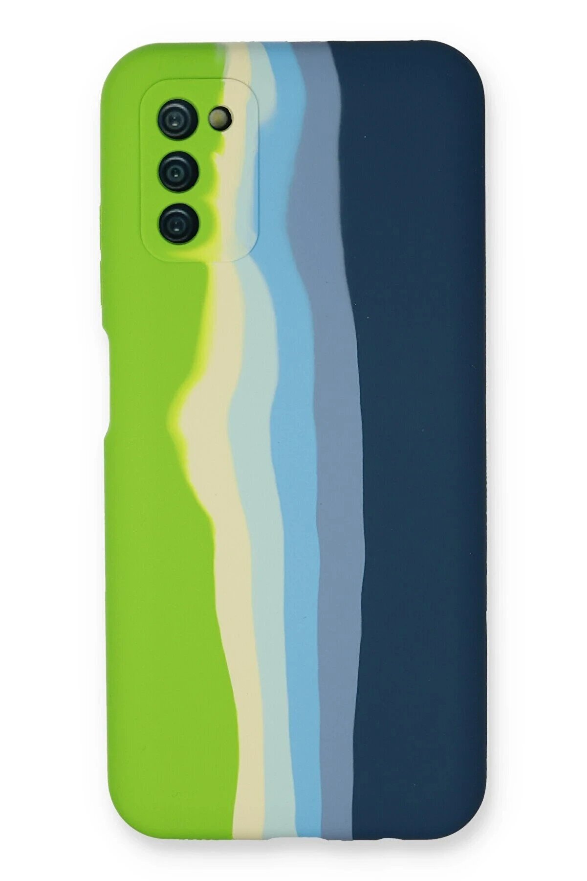 CepteToptan Samsung Galaxy A03S Kılıf Ebruli Lansman Silikon - Yeşil-Koyu Yeşil - DROPX6631-1071