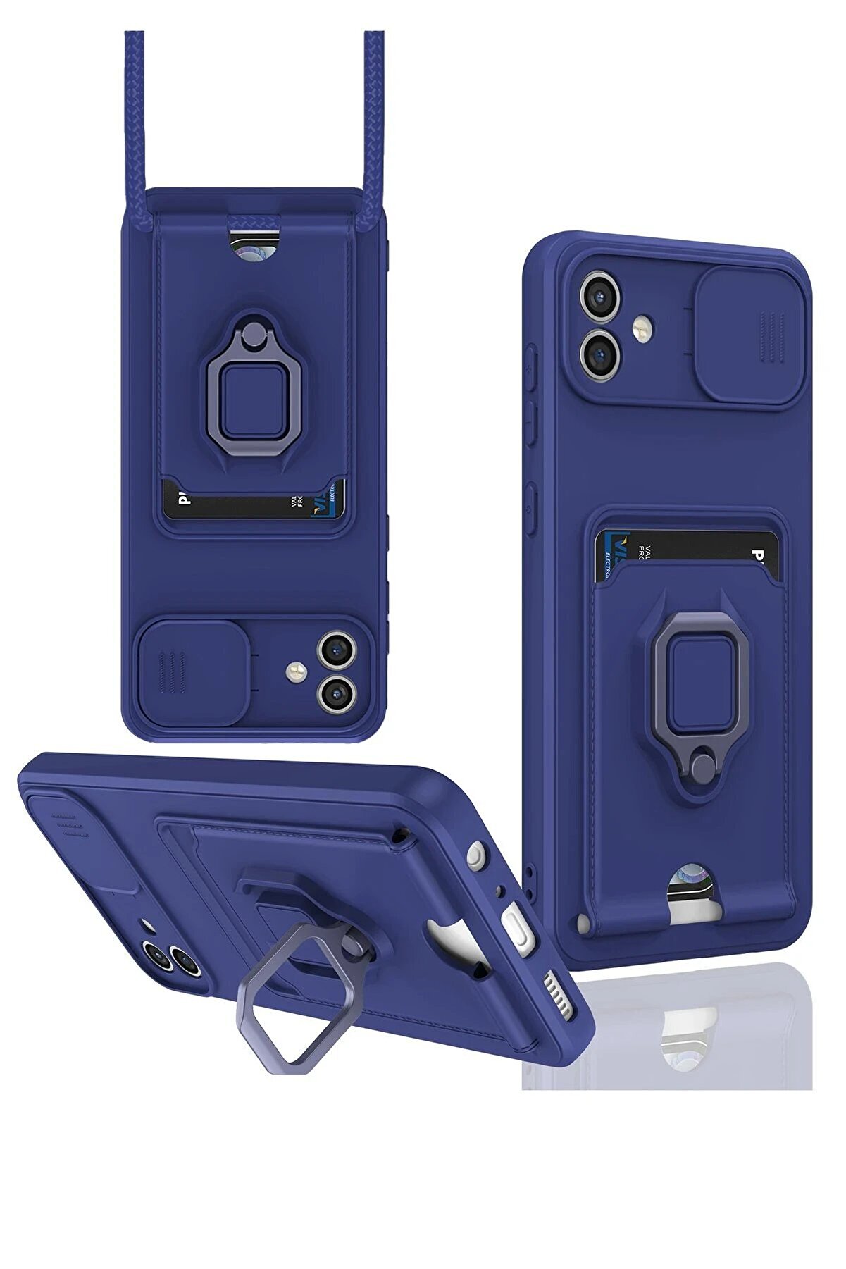 CepteToptan Samsung Galaxy A05 Kılıf Zuma Kartvizitli Y&uuml;z&uuml;kl&uuml; Silikon - Lacivert - DROPX9377-1088