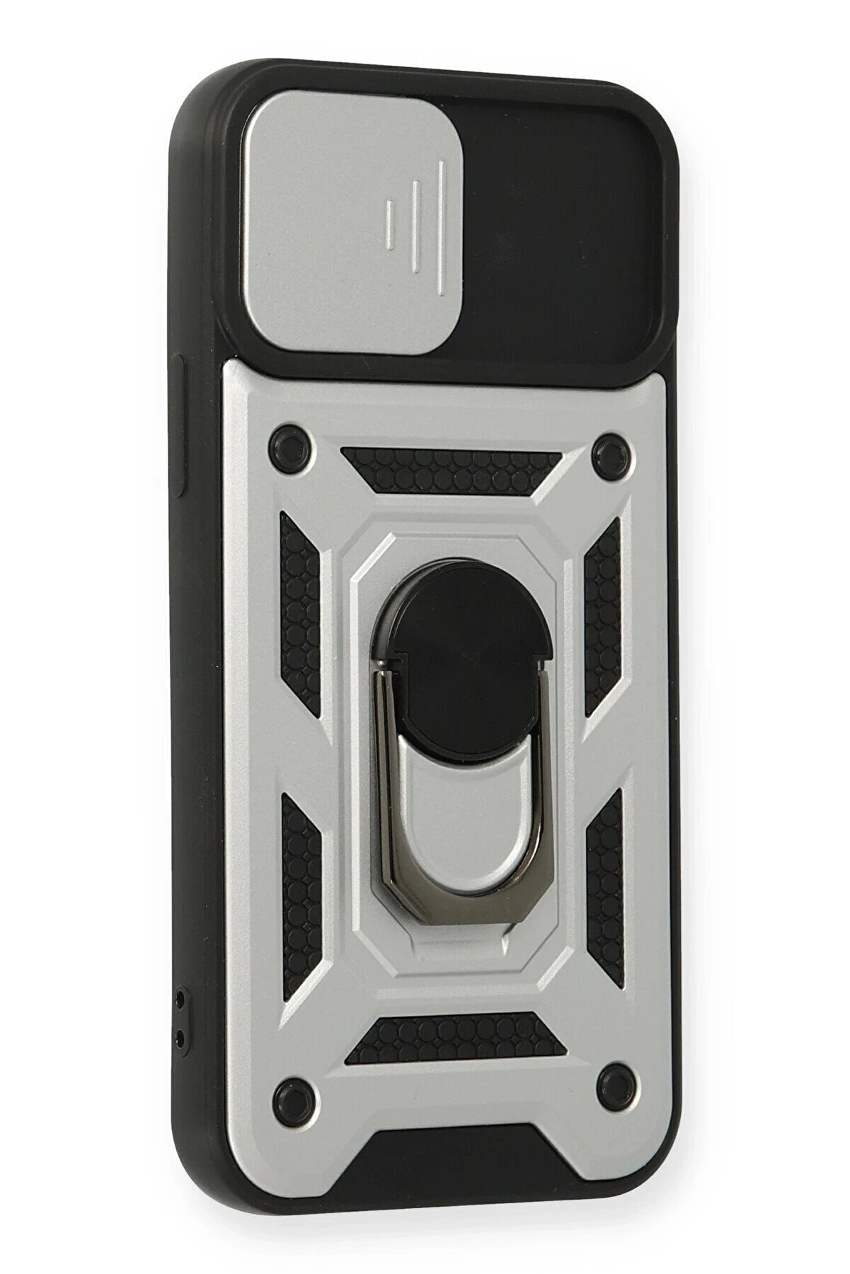 İphone 12 Pro Kılıf Pars Lens Yüzüklü Si̇li̇kon - Gümüş - Dropx8086-3982