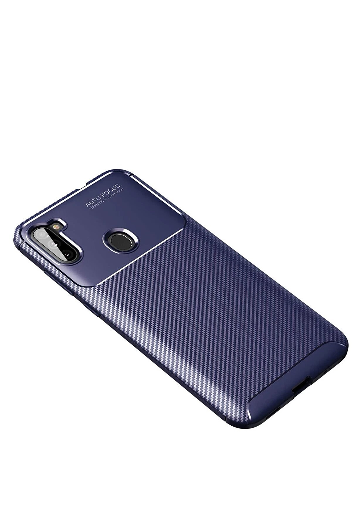 CepteToptan Samsung Galaxy A11 Kılıf Auto Focus Karbon Kapak - Lacivert - DROPX9162-2599