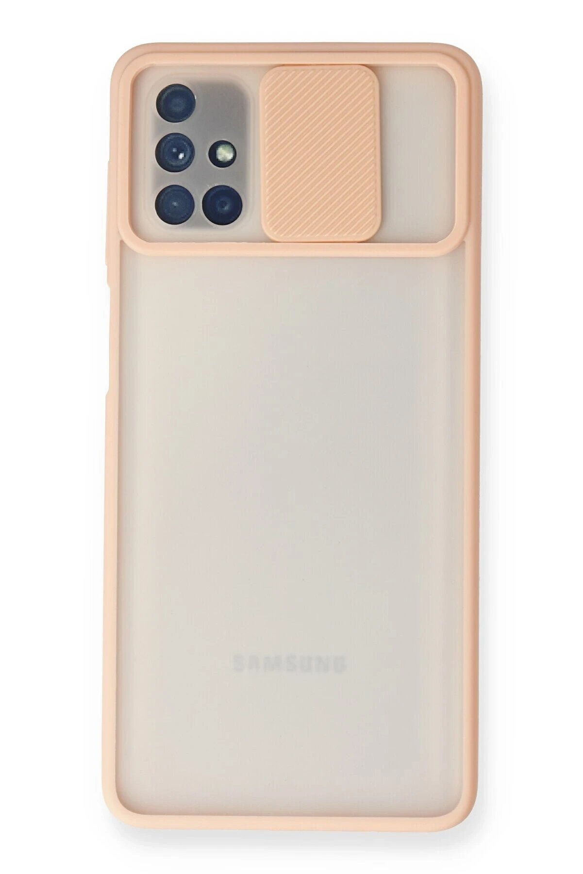 CepteToptan Samsung Galaxy M51 Kılıf Palm Buzlu Kamera Sürgülü Silikon - Pembe - DROPX1373-3248