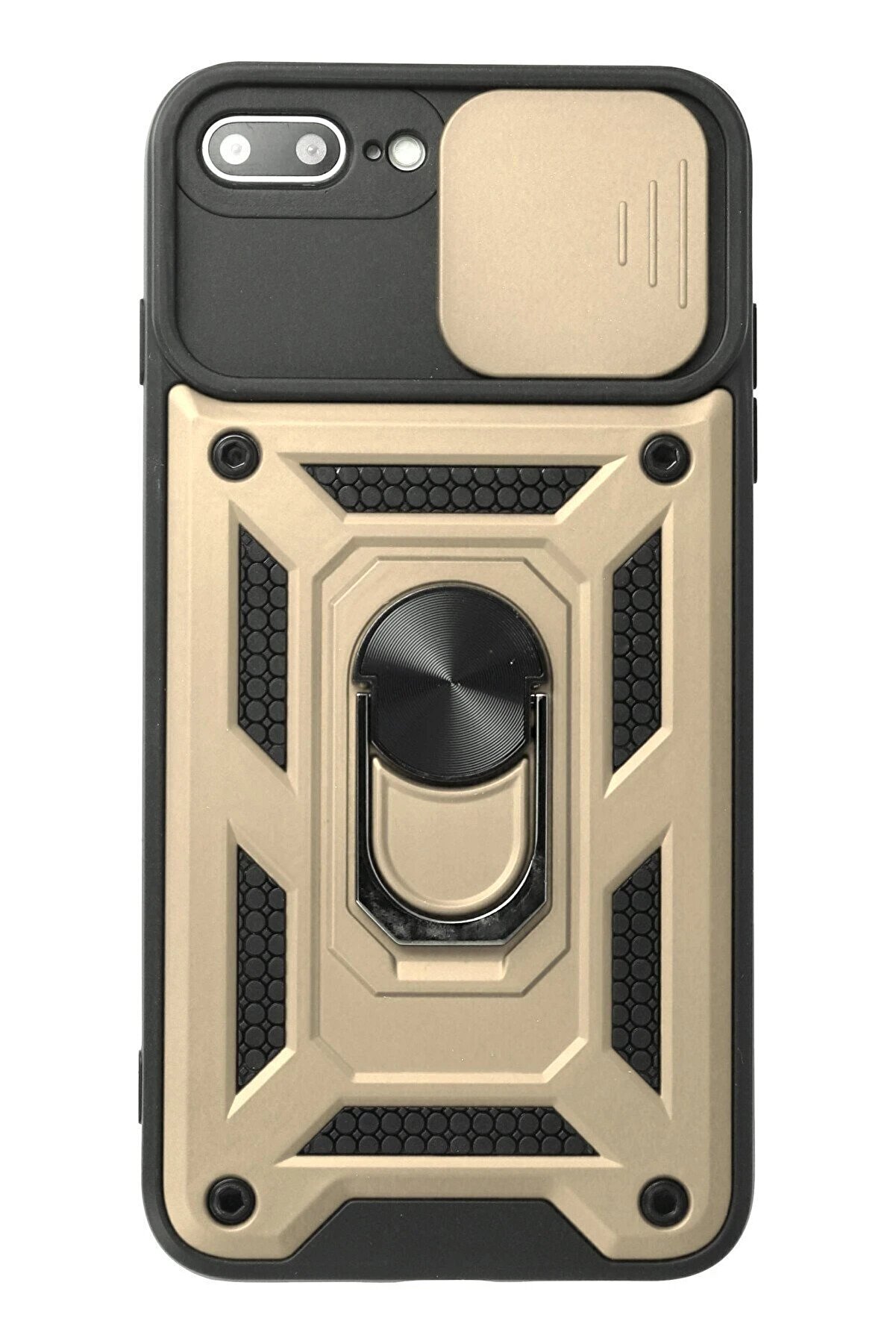 CepteToptan iPhone 7 Plus Kılıf Pars Lens Yüzüklü Silikon - Gold - DROPX1319-7445