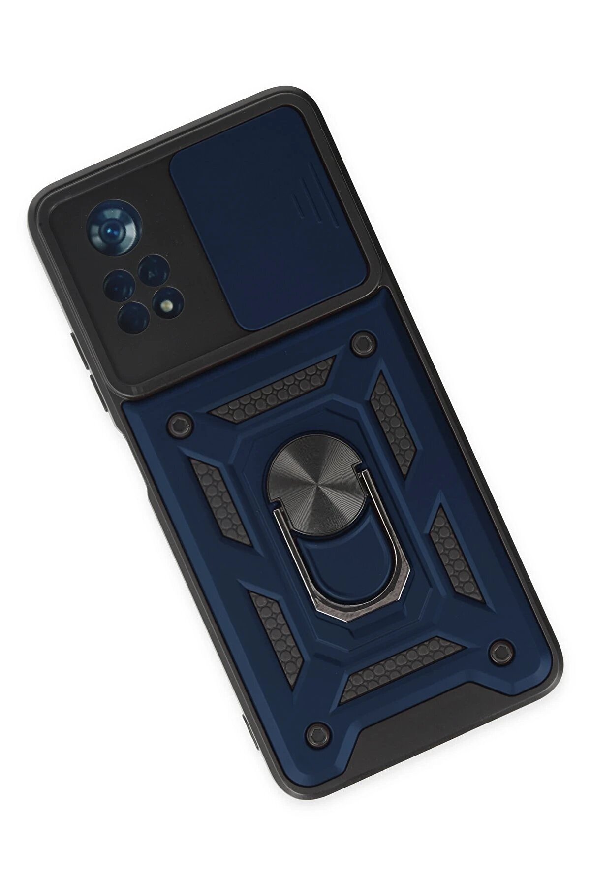 Xi̇aomi̇ Poco X4 Pro 5G Kılıf Pars Lens Yüzüklü Si̇li̇kon - Laci̇vert - Dropx8496-8710