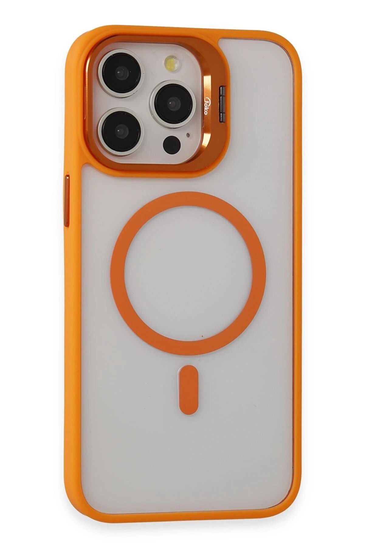 CepteToptan iPhone 15 Pro Kılıf Roblox Lens Magsafe Standlı Kapak - Turuncu - DROPX3744-4290
