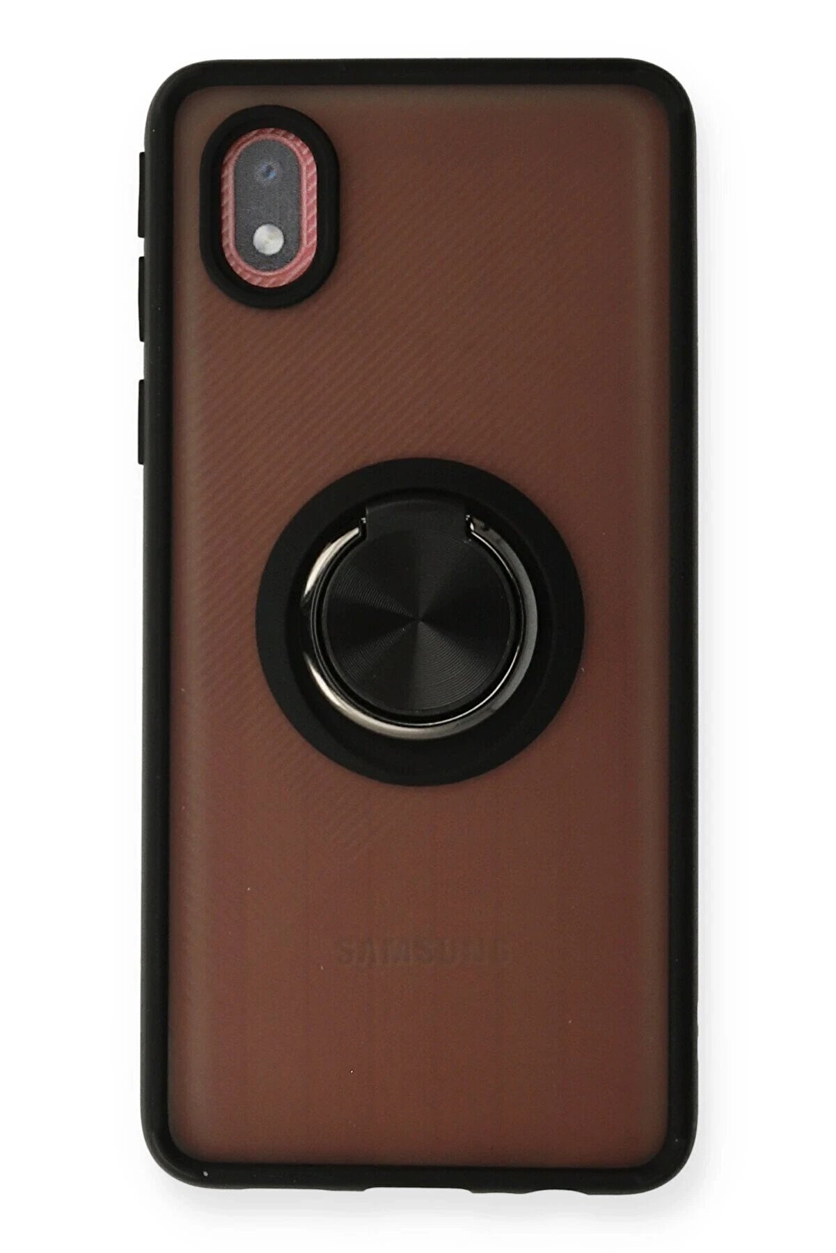 CepteToptan Samsung Galaxy A01 Core Kılıf Montreal Yüzüklü Silikon Kapak - Siyah - DROPX4450-4371