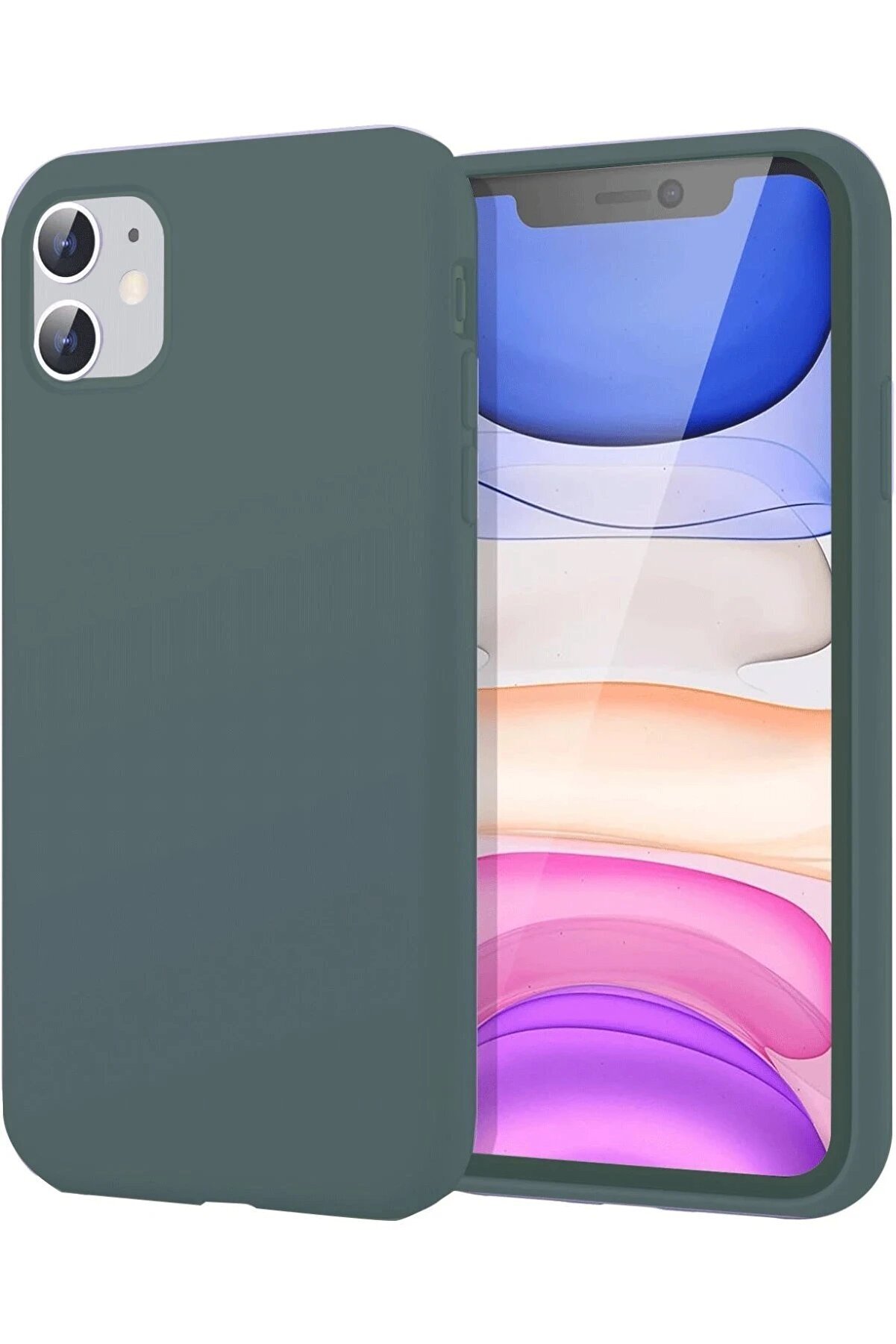 CepteToptan iPhone 11 Kılıf First Silikon - Koyu Yeşil - DROPX3293-4240