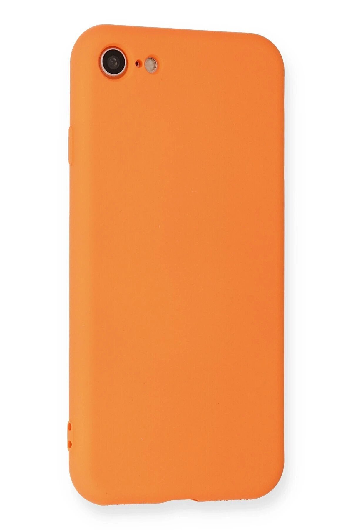 İphone 7 Kılıf Nano İçi̇ Kadi̇fe Si̇li̇kon - Turuncu - Dropx1337-2852