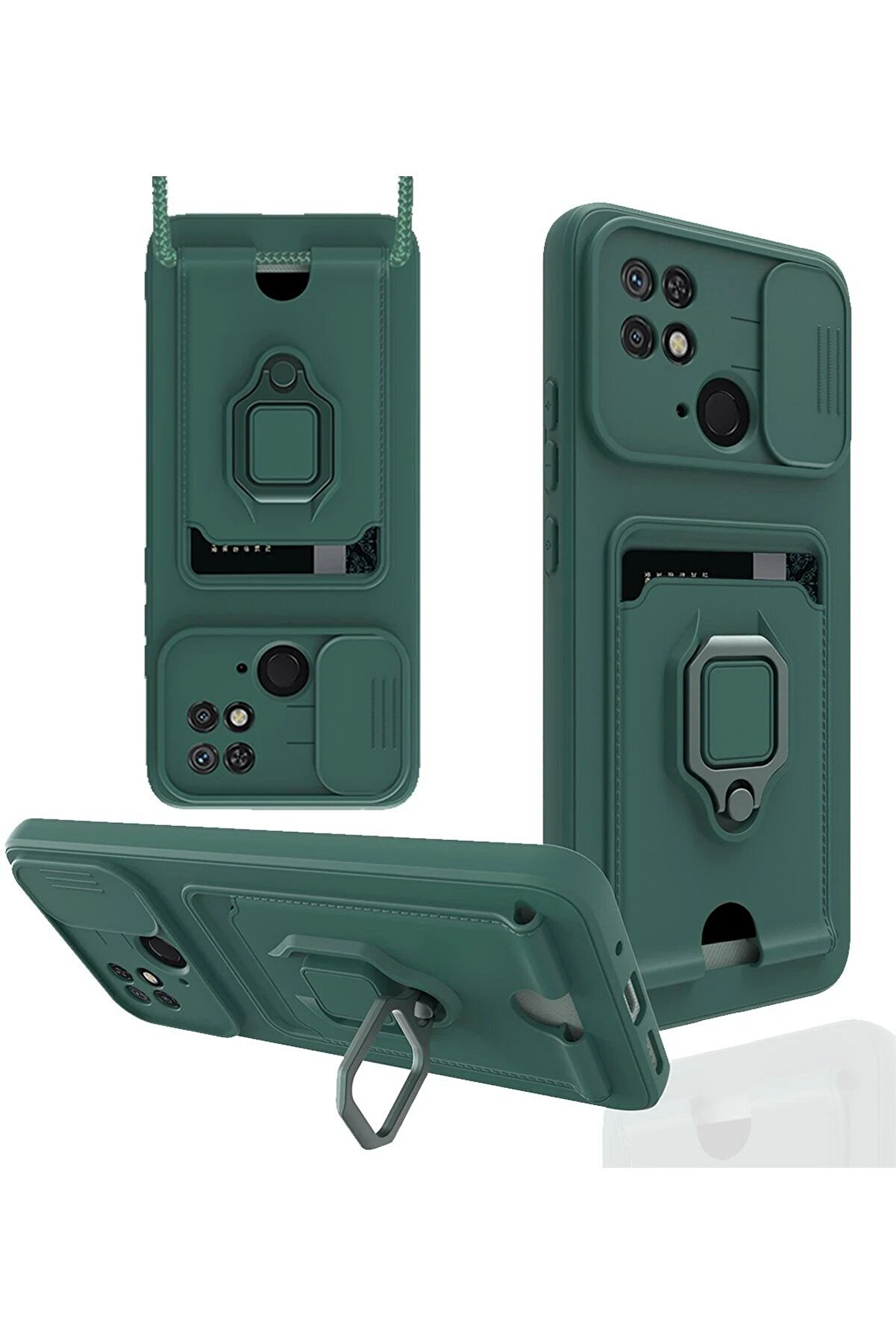 CepteToptan Xiaomi Redmi 10C Kılıf Zuma Kartvizitli Y&uuml;z&uuml;kl&uuml; Silikon - Yeşil - DROPX4868-8886