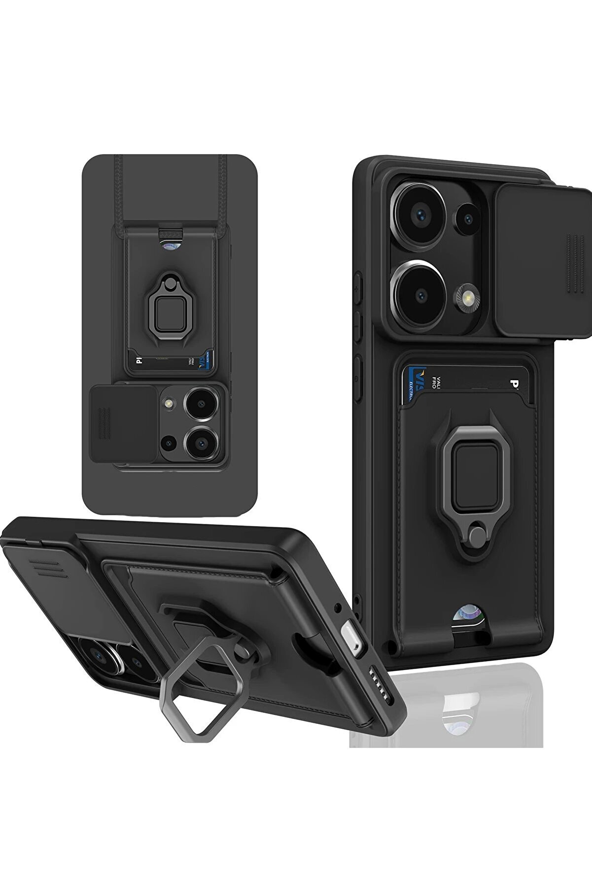 CepteToptan Xiaomi Redmi Note 13 Pro 4G Kılıf Zuma Kartvizitli Y&uuml;z&uuml;kl&uuml; Silikon - Siyah - DROPX5166-6805